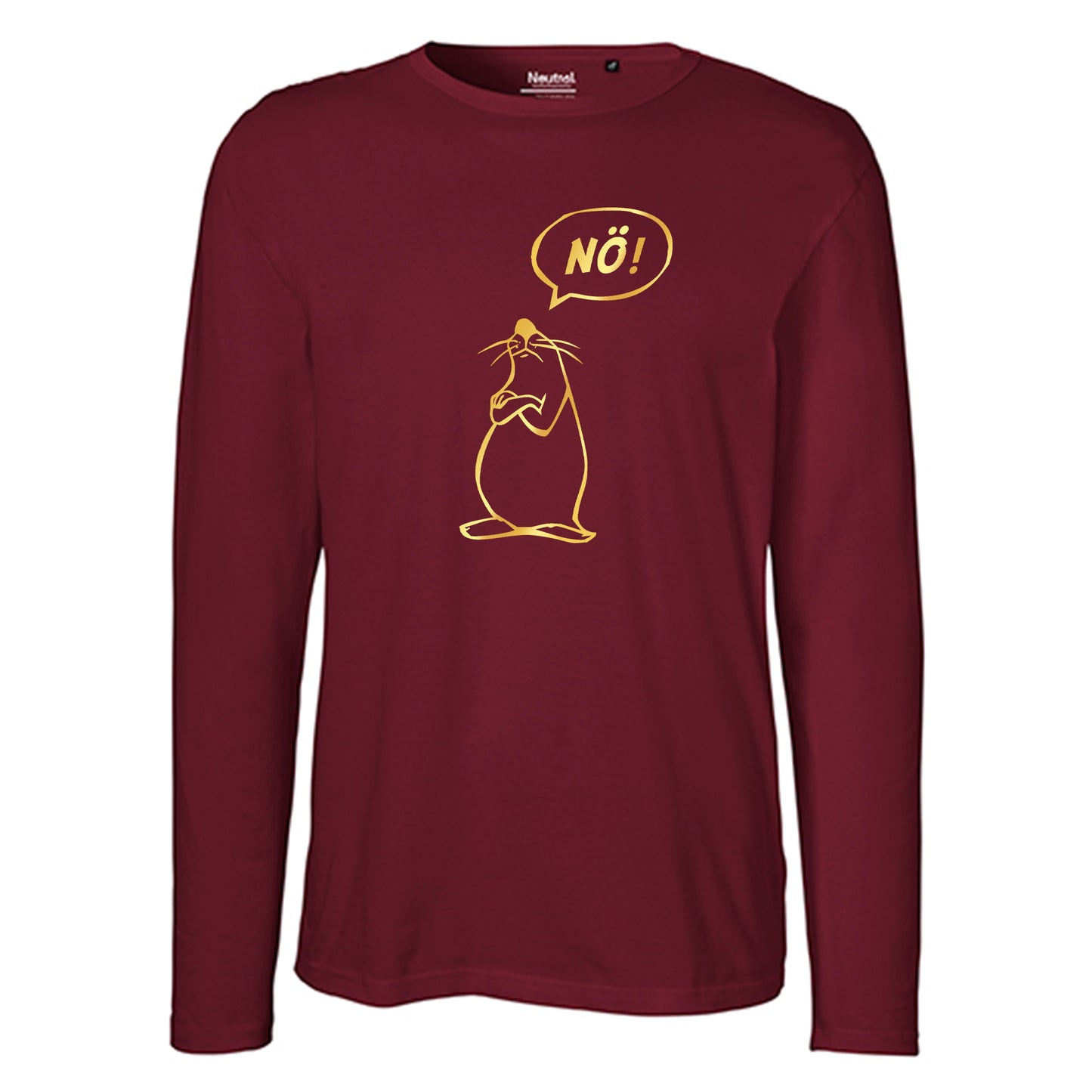 Herren FairTrade Longsleeve Shirt | Motiv "Nö Comicfigur" | 100% Bio-Baumwolle und aus nachhaltiger Produktion | Größen S-3XL