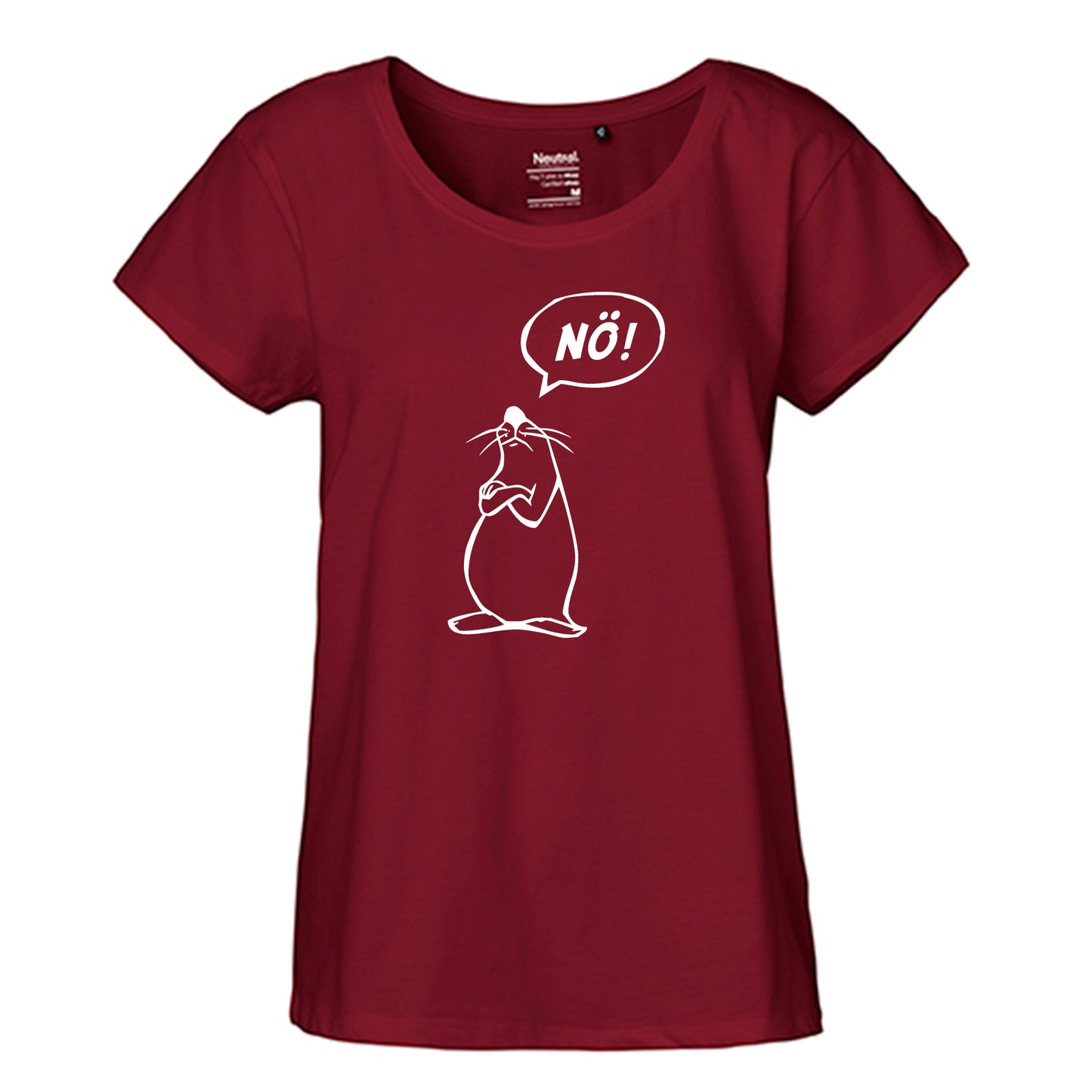 FairTrade Loose Fit Ladies T-Shirt 'Nö- Comicfigur' organic cotton