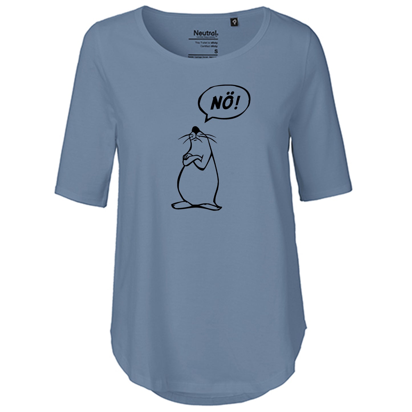T-Shirt Damen FairTrade Oversized Half Sleeve "Nö Comicfigur"