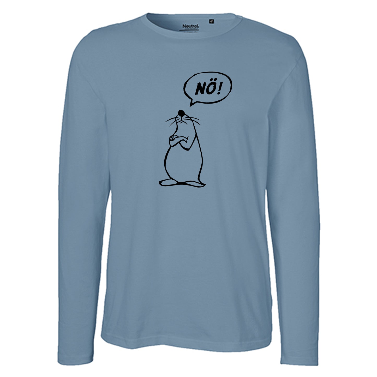 Herren FairTrade Longsleeve Shirt | Motiv "Nö Comicfigur" | 100% Bio-Baumwolle und aus nachhaltiger Produktion | Größen S-3XL