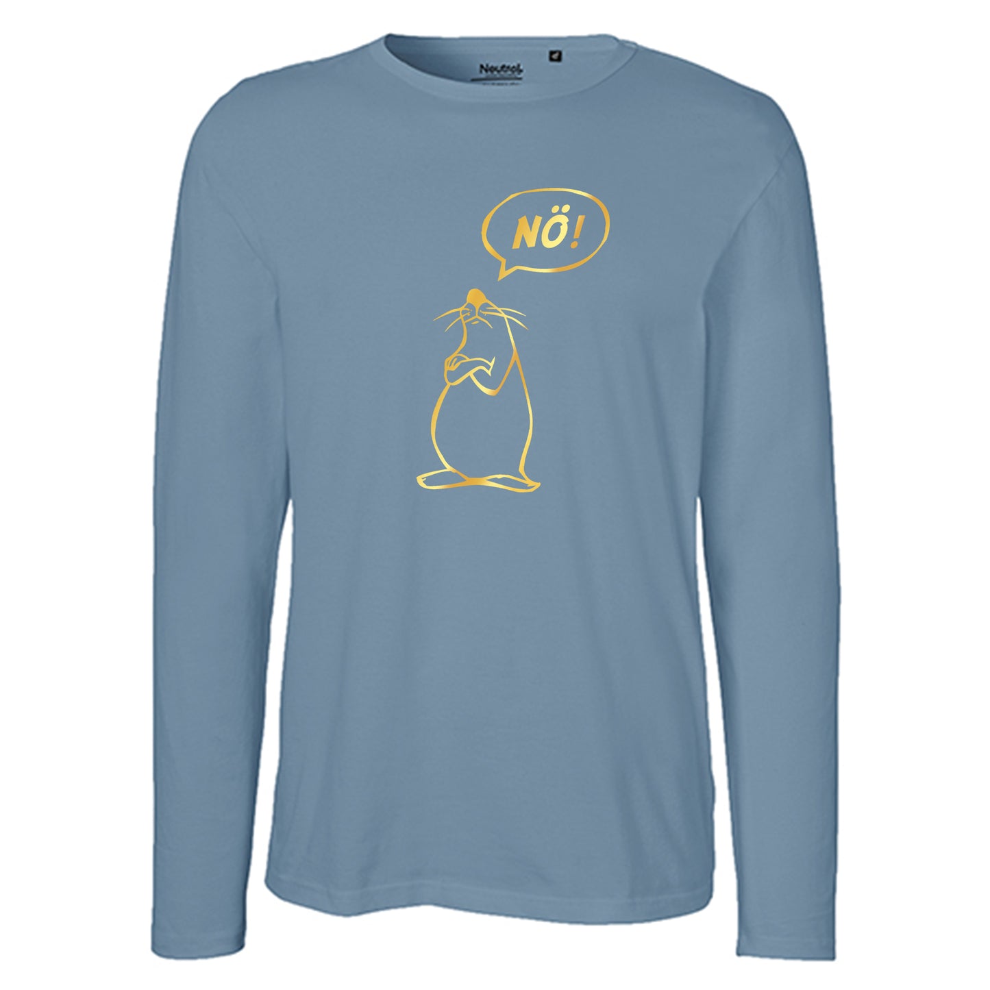 Herren FairTrade Longsleeve Shirt | Motiv "Nö Comicfigur" | 100% Bio-Baumwolle und aus nachhaltiger Produktion | Größen S-3XL