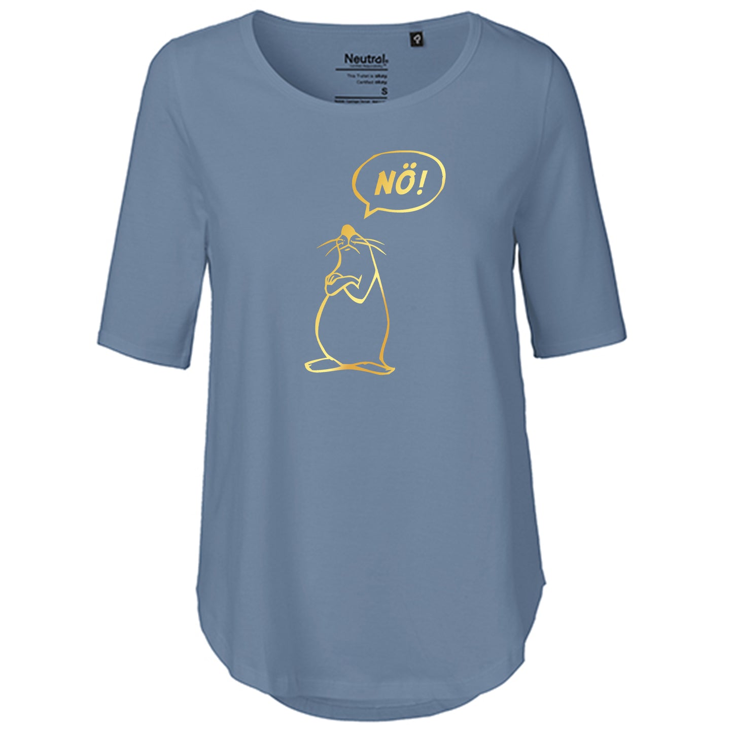 T-Shirt Damen FairTrade Oversized Half Sleeve "Nö Comicfigur"