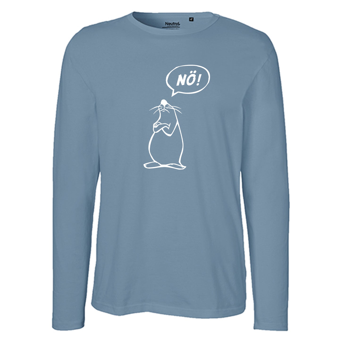 Herren FairTrade Longsleeve Shirt | Motiv "Nö Comicfigur" | 100% Bio-Baumwolle und aus nachhaltiger Produktion | Größen S-3XL