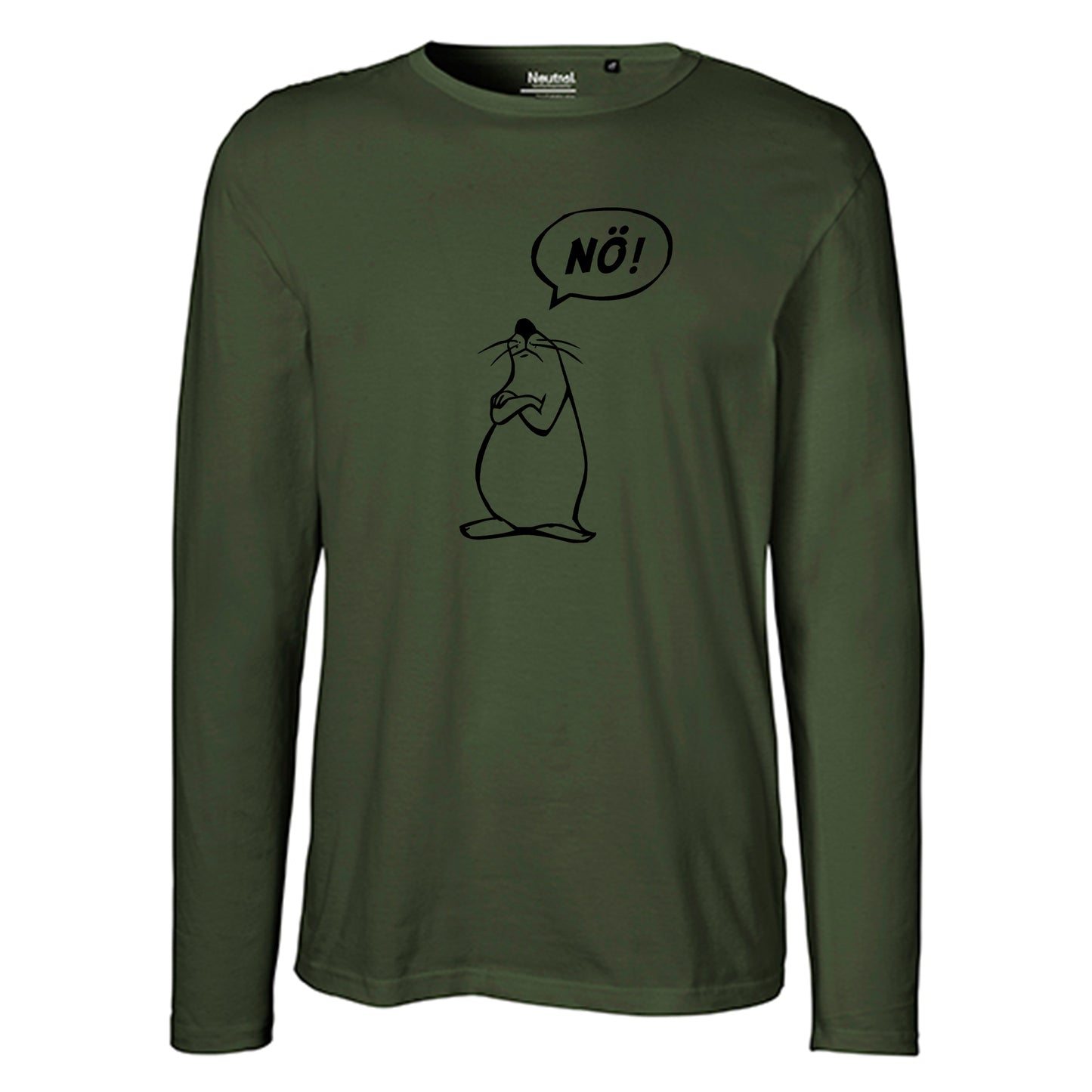 Herren FairTrade Longsleeve Shirt | Motiv "Nö Comicfigur" | 100% Bio-Baumwolle und aus nachhaltiger Produktion | Größen S-3XL