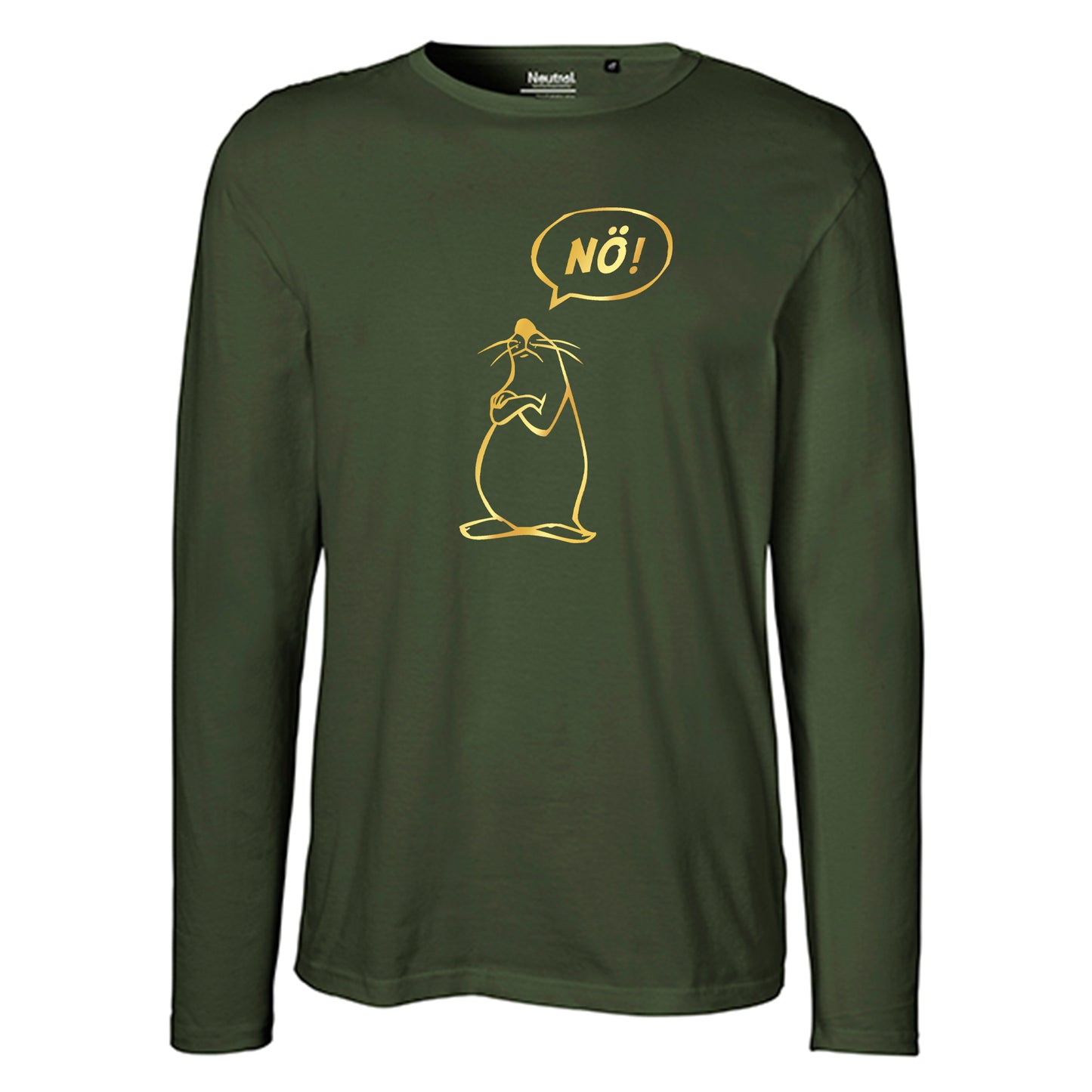 Herren FairTrade Longsleeve Shirt | Motiv "Nö Comicfigur" | 100% Bio-Baumwolle und aus nachhaltiger Produktion | Größen S-3XL