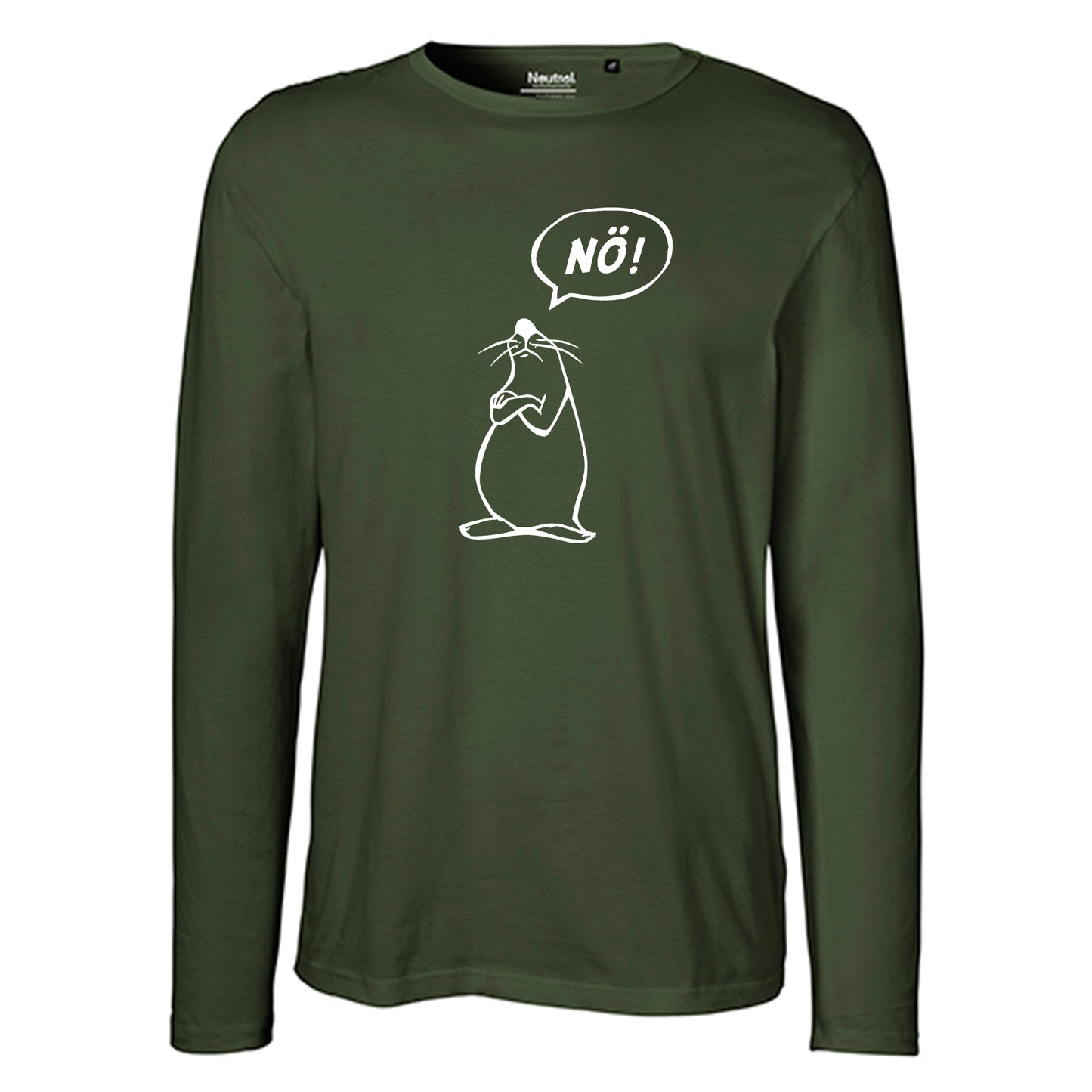 Herren FairTrade Longsleeve Shirt | Motiv "Nö Comicfigur" | 100% Bio-Baumwolle und aus nachhaltiger Produktion | Größen S-3XL