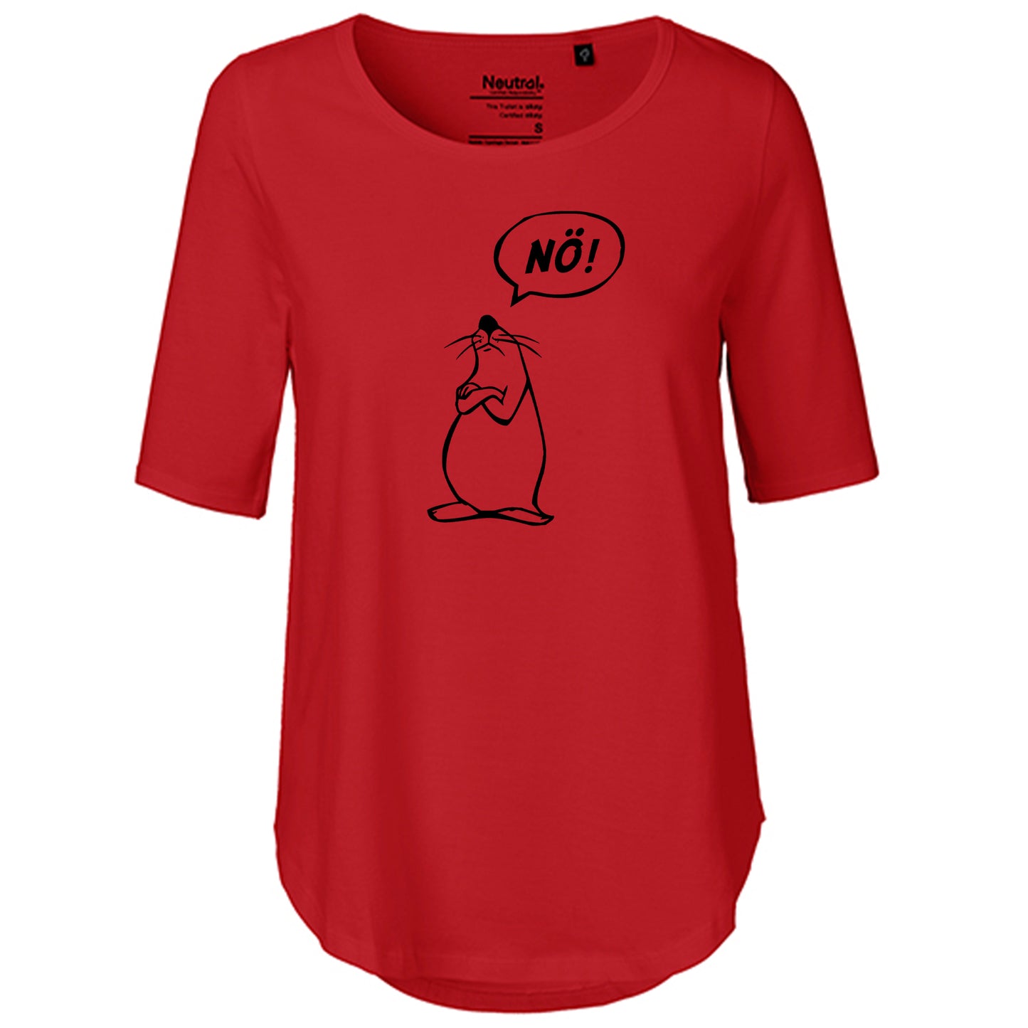 T-Shirt Damen FairTrade Oversized Half Sleeve "Nö Comicfigur"