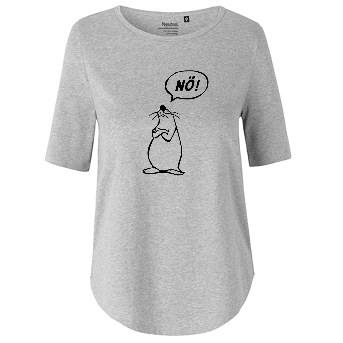 T-Shirt Damen FairTrade Oversized Half Sleeve "Nö Comicfigur"