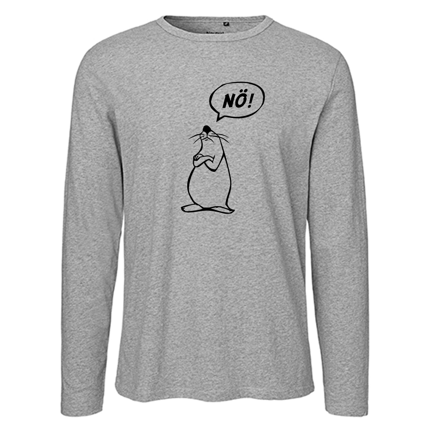 Herren FairTrade Longsleeve Shirt | Motiv "Nö Comicfigur" | 100% Bio-Baumwolle und aus nachhaltiger Produktion | Größen S-3XL