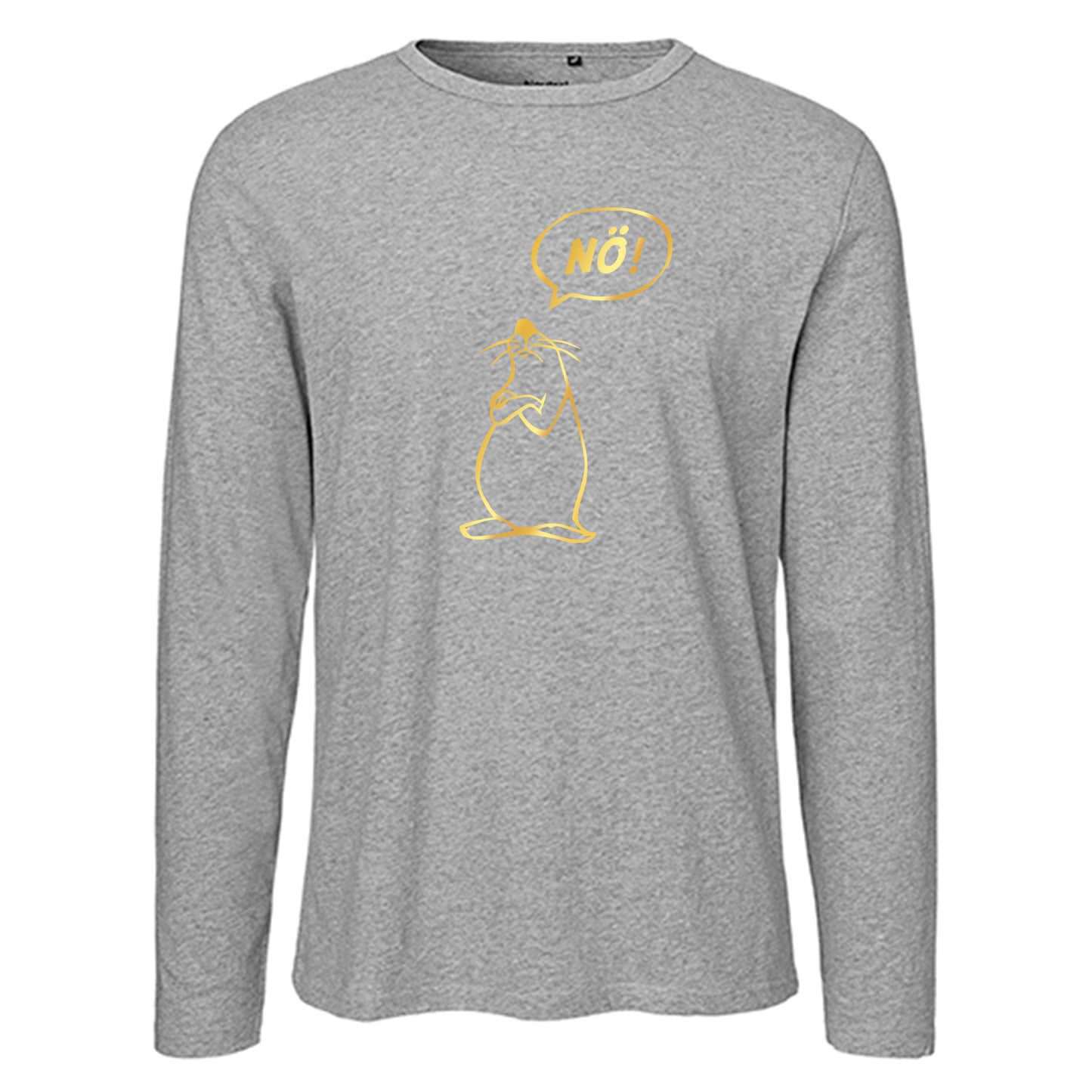 Herren FairTrade Longsleeve Shirt | Motiv "Nö Comicfigur" | 100% Bio-Baumwolle und aus nachhaltiger Produktion | Größen S-3XL