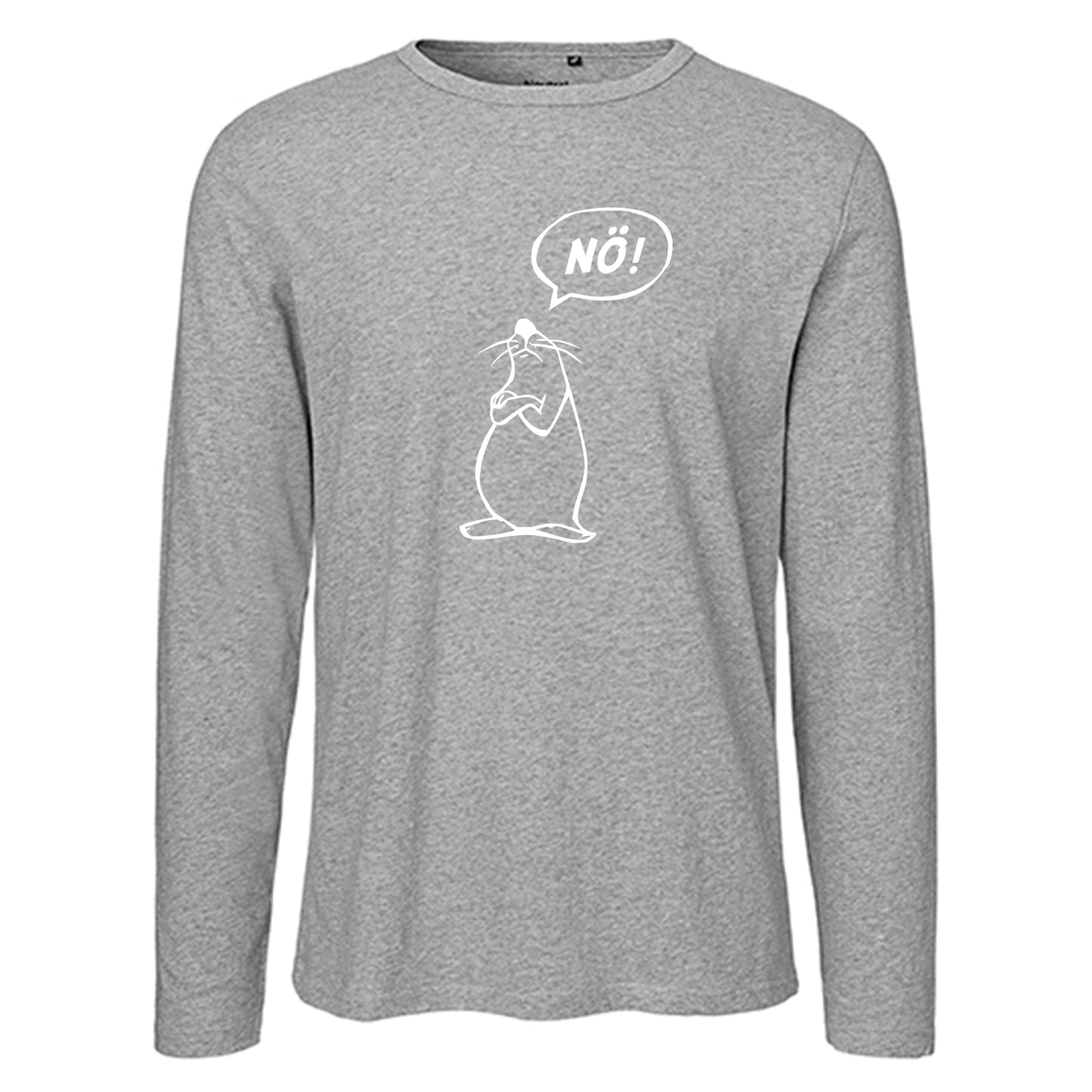 Herren FairTrade Longsleeve Shirt | Motiv "Nö Comicfigur" | 100% Bio-Baumwolle und aus nachhaltiger Produktion | Größen S-3XL