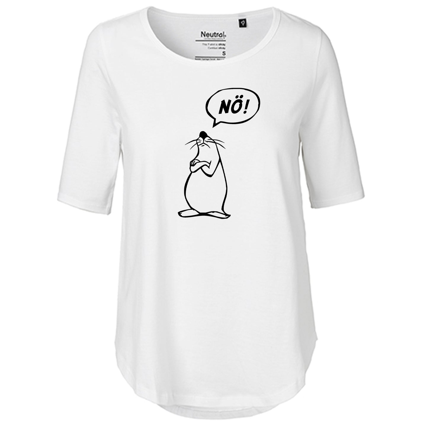 T-Shirt Damen FairTrade Oversized Half Sleeve "Nö Comicfigur"