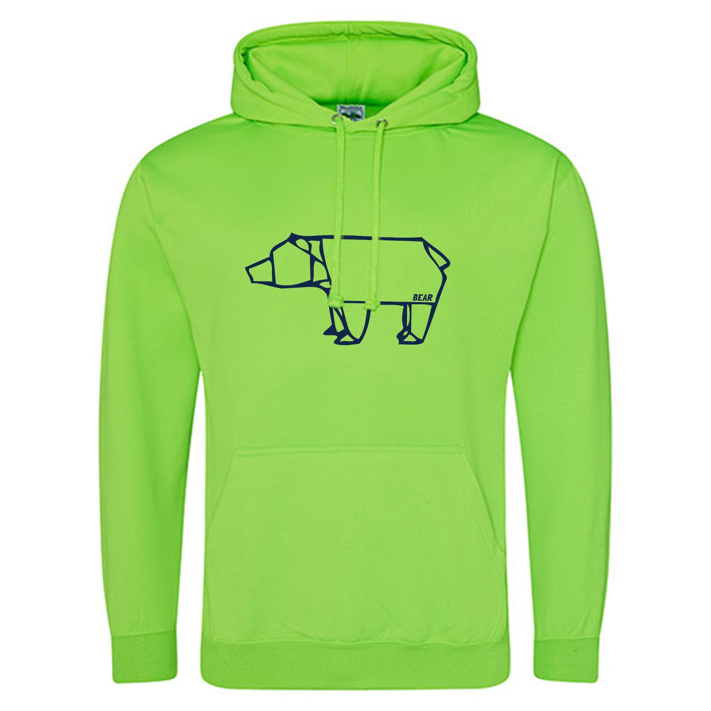 Electric Hoodie / Neon Kapuzenpulli / Motiv: Bear origami