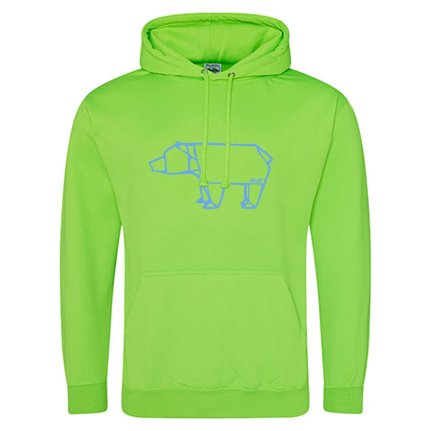 Electric Hoodie / Neon Kapuzenpulli / Motiv: Bear origami