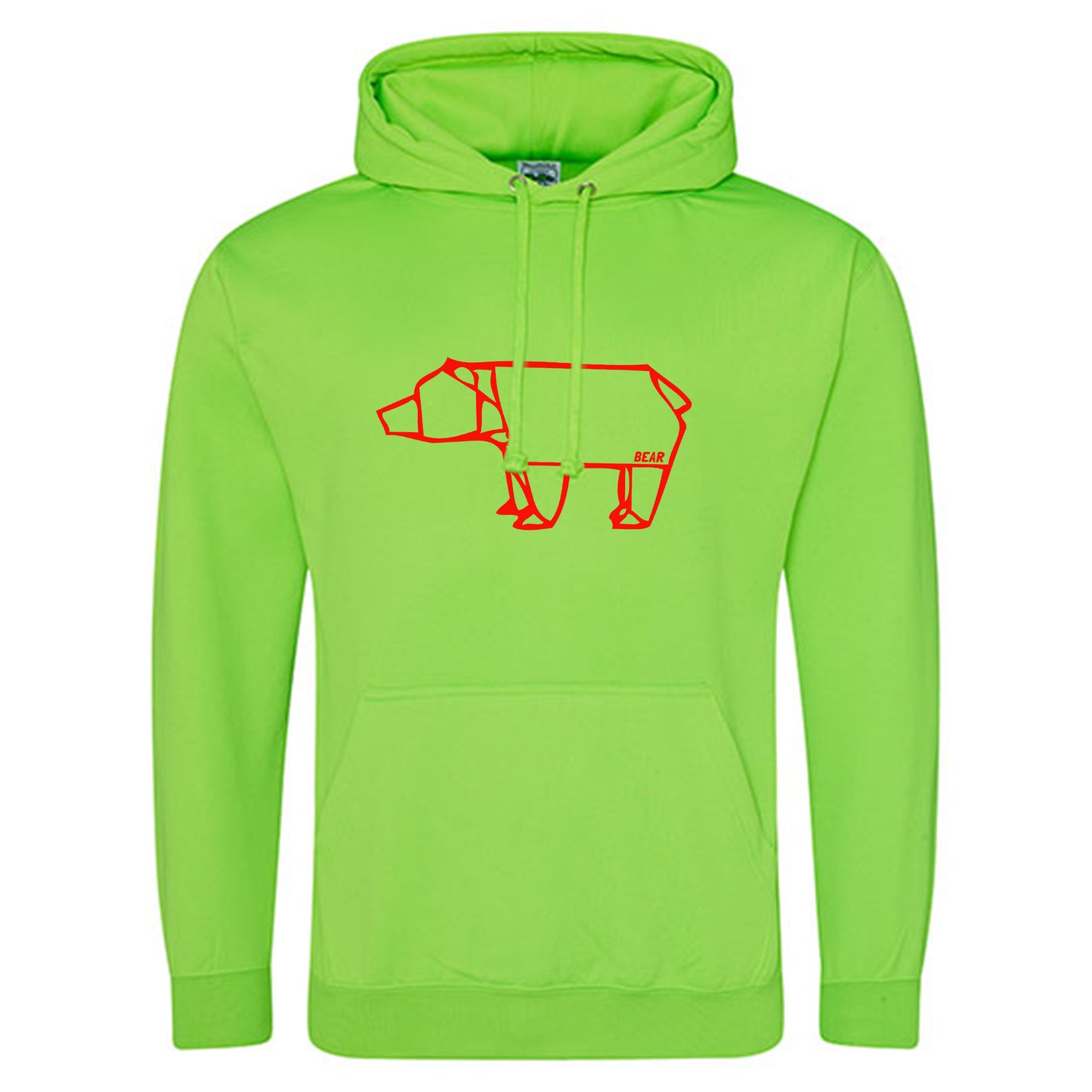 Electric Hoodie / Neon Kapuzenpulli / Motiv: Bear origami