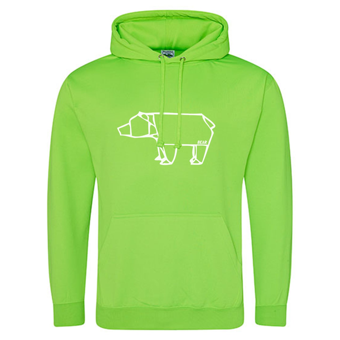 Electric Hoodie / Neon Kapuzenpulli / Motiv: Bear origami