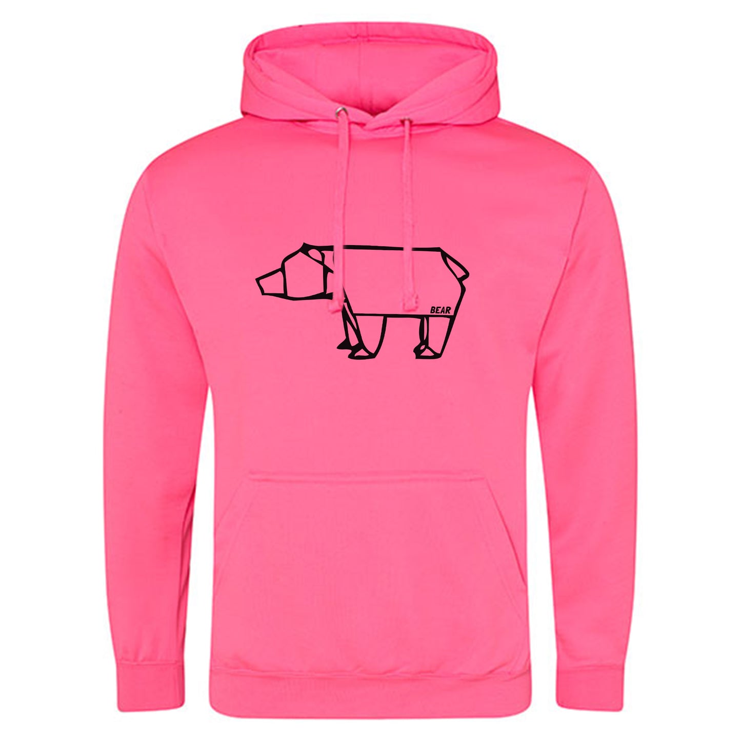 Electric Hoodie / Neon Kapuzenpulli / Motiv: Bear origami
