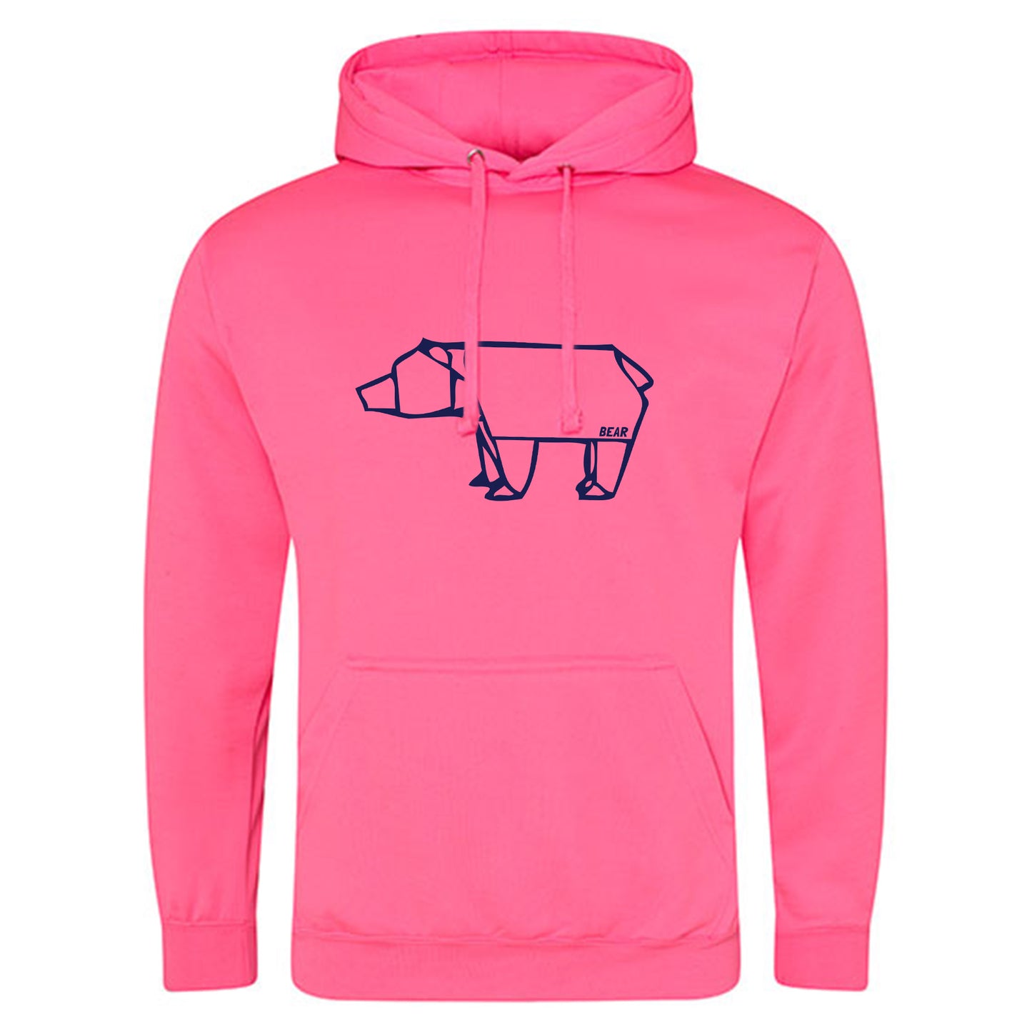 Electric Hoodie / Neon Kapuzenpulli / Motiv: Bear origami