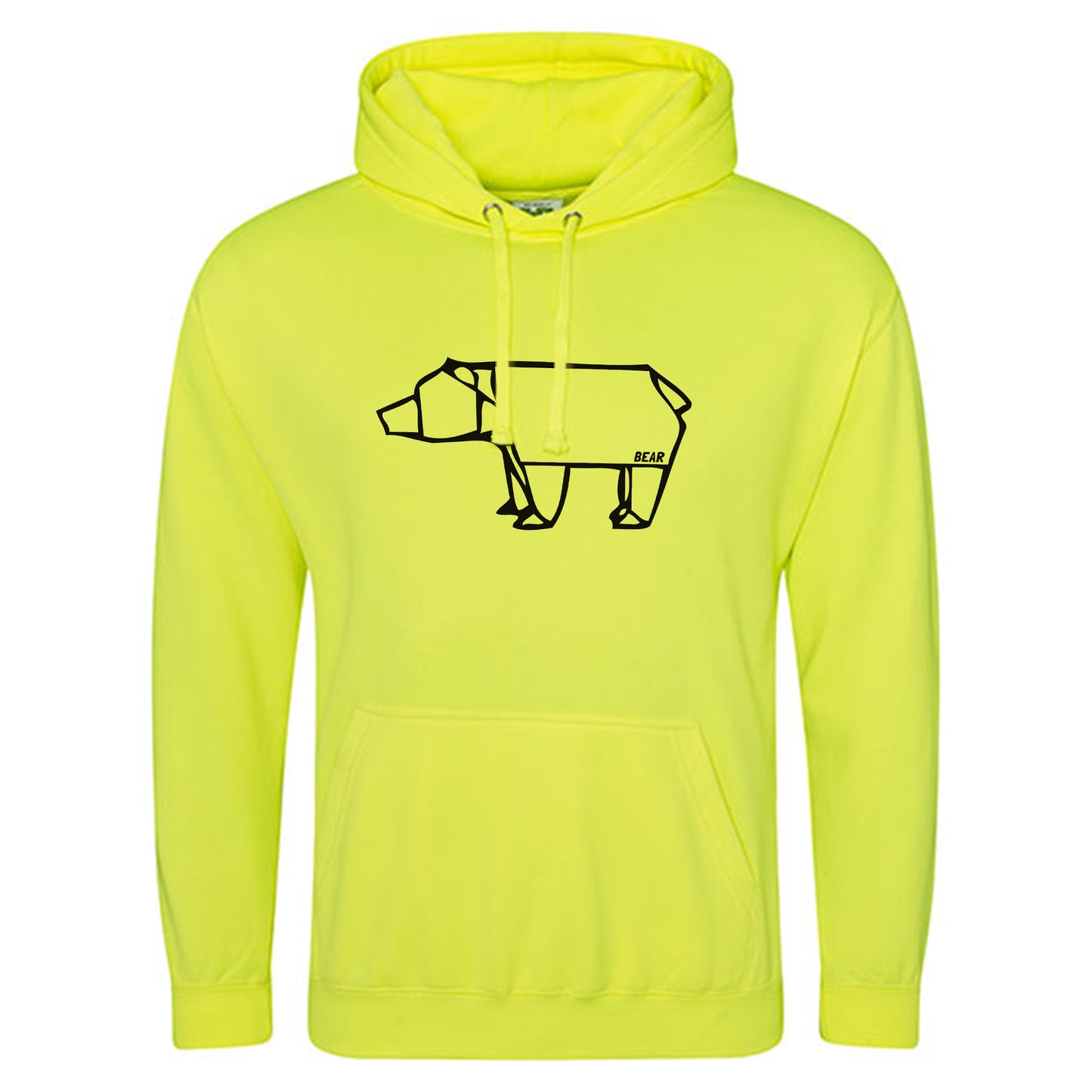 Electric Hoodie / Neon Kapuzenpulli / Motiv: Bear origami