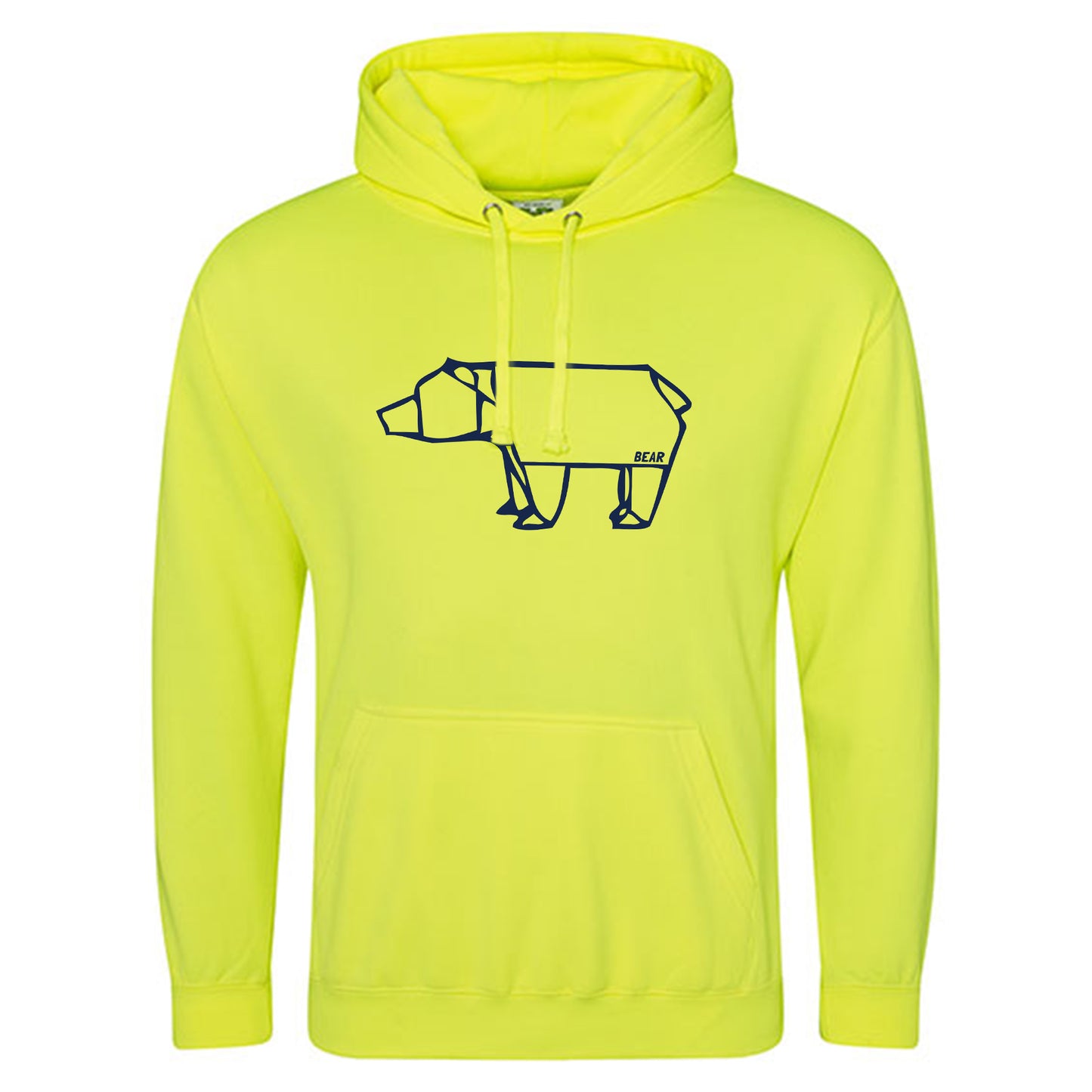 Electric Hoodie / Neon Kapuzenpulli / Motiv: Bear origami