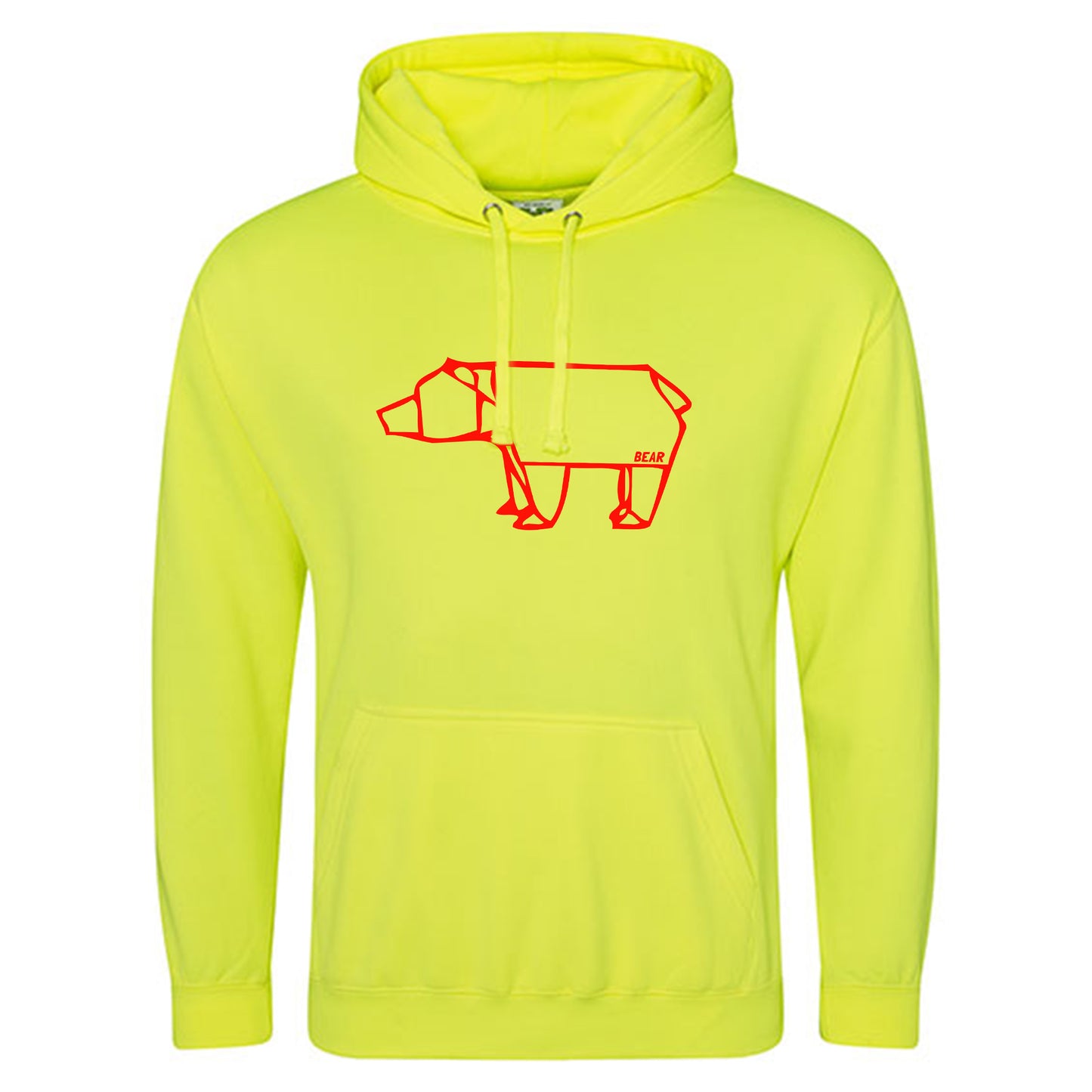 Electric Hoodie / Neon Kapuzenpulli / Motiv: Bear origami