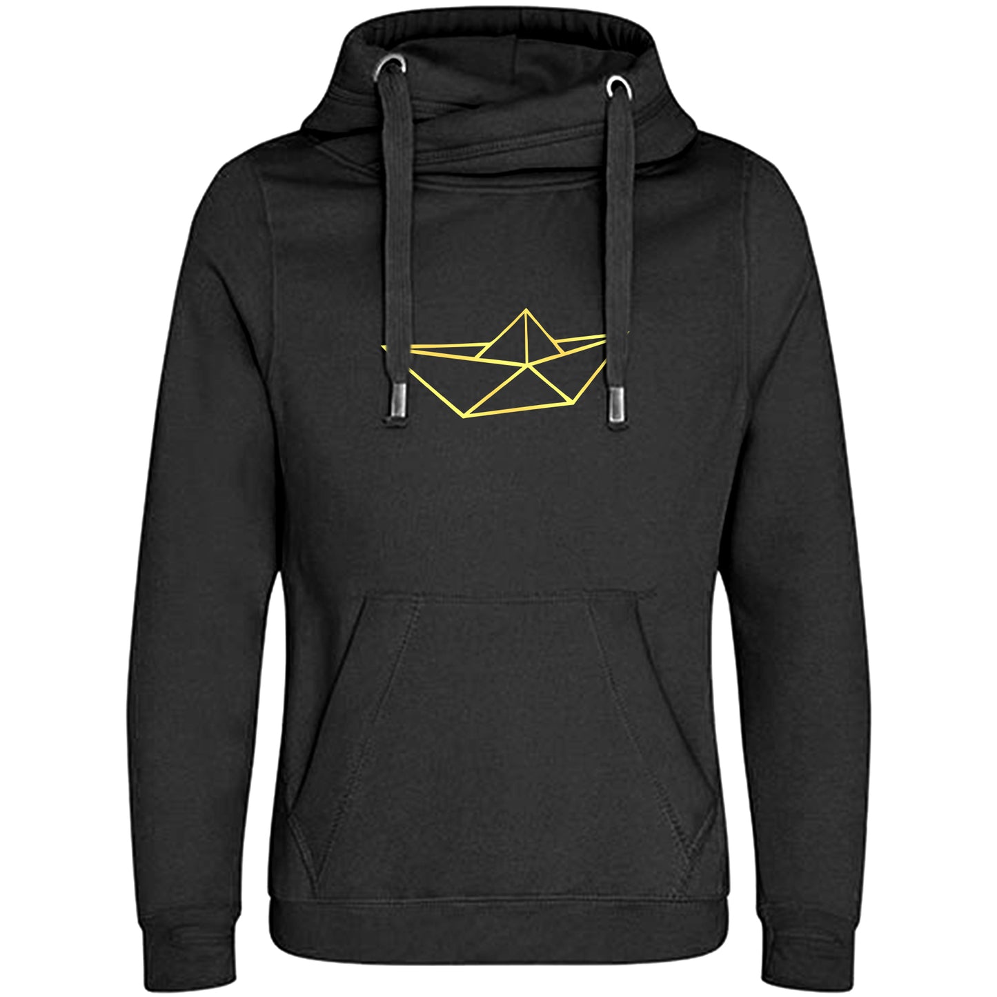 Cross Neck Hoodie/ Pulli / Motiv: Schiff origami