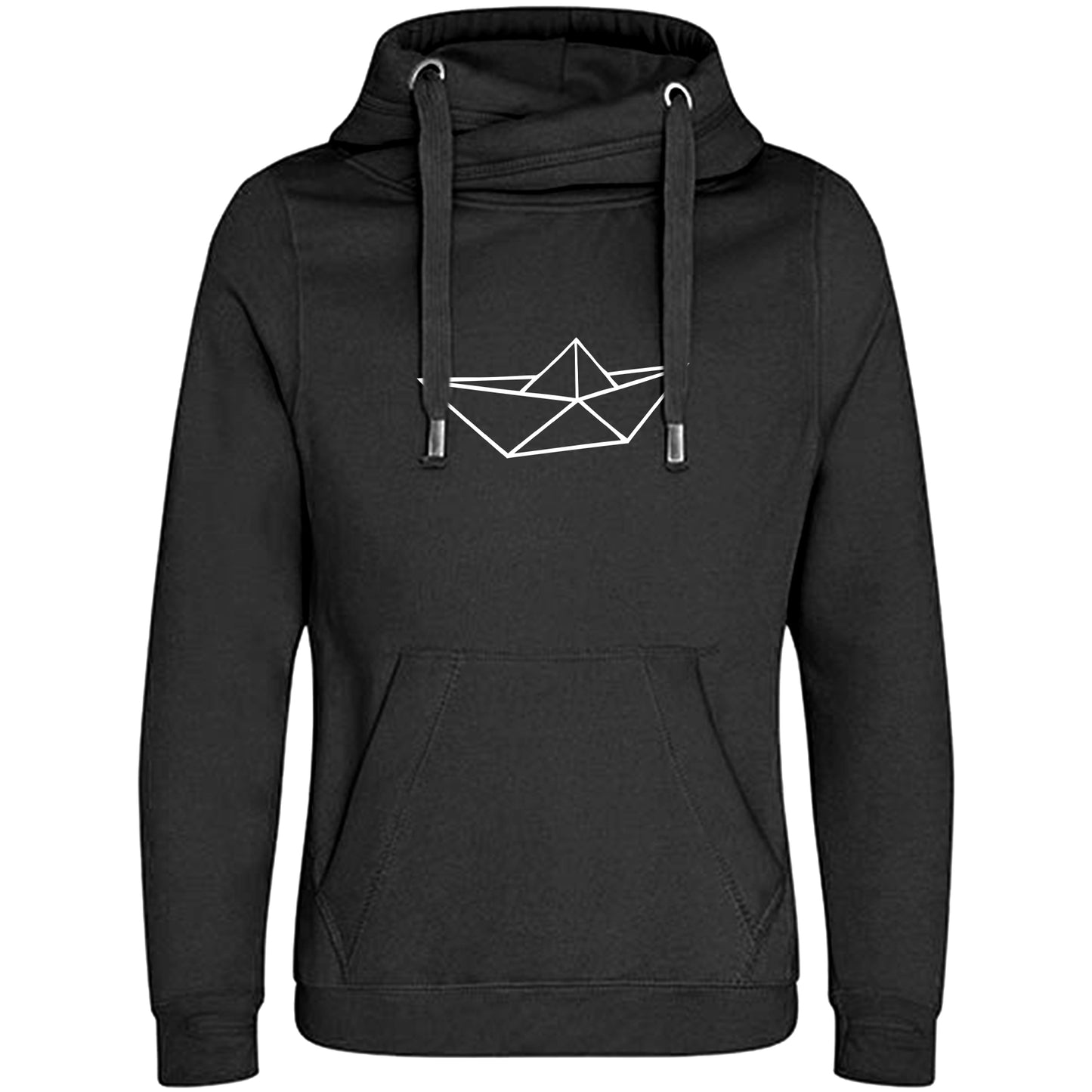 Cross Neck Hoodie/ Pulli / Motiv: Schiff origami