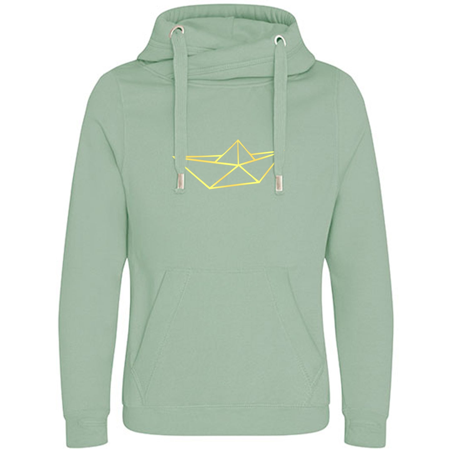Cross Neck Hoodie/ Pulli / Motiv: Schiff origami