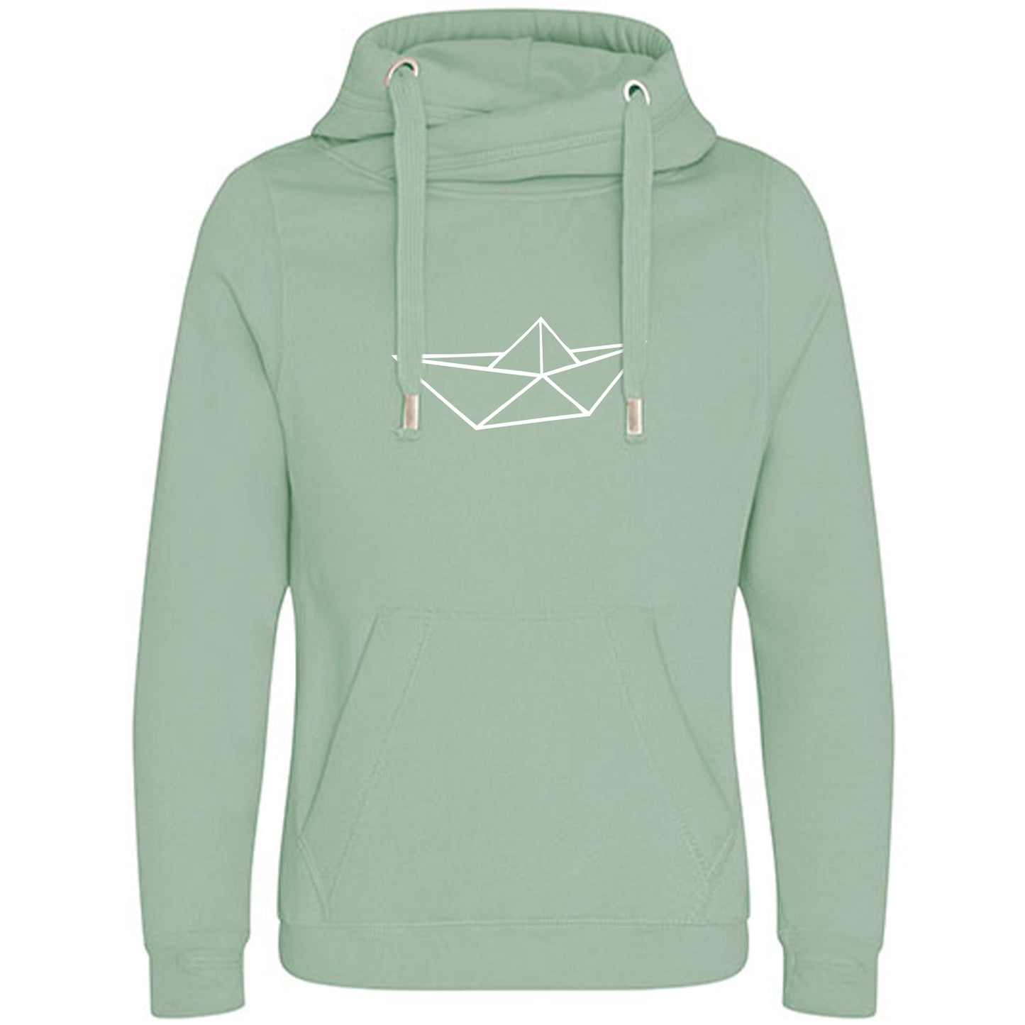 Cross Neck Hoodie/ Pulli / Motiv: Schiff origami