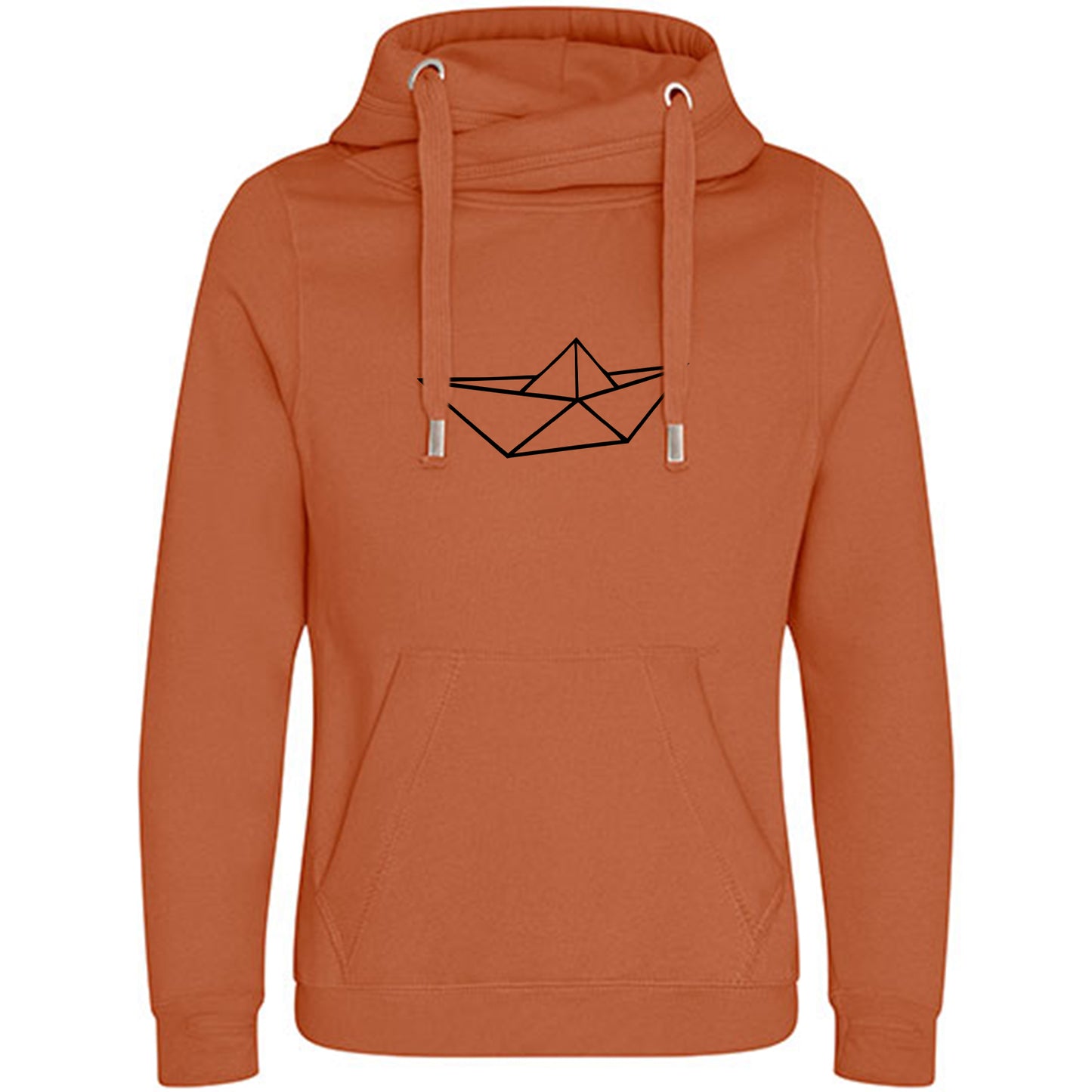 Cross Neck Hoodie/ Pulli / Motiv: Schiff origami