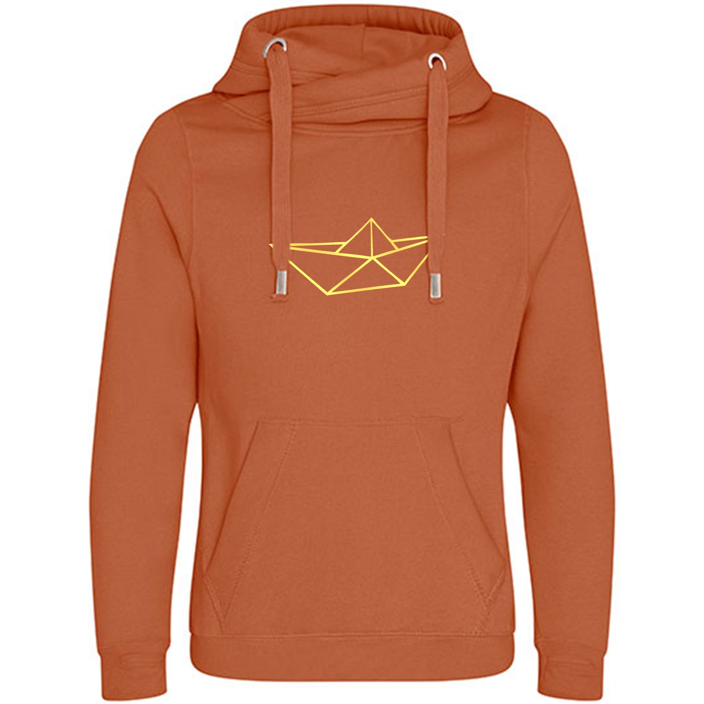 Cross Neck Hoodie/ Pulli / Motiv: Schiff origami