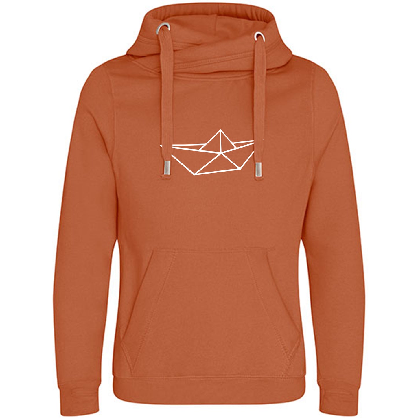 Cross Neck Hoodie/ Pulli / Motiv: Schiff origami