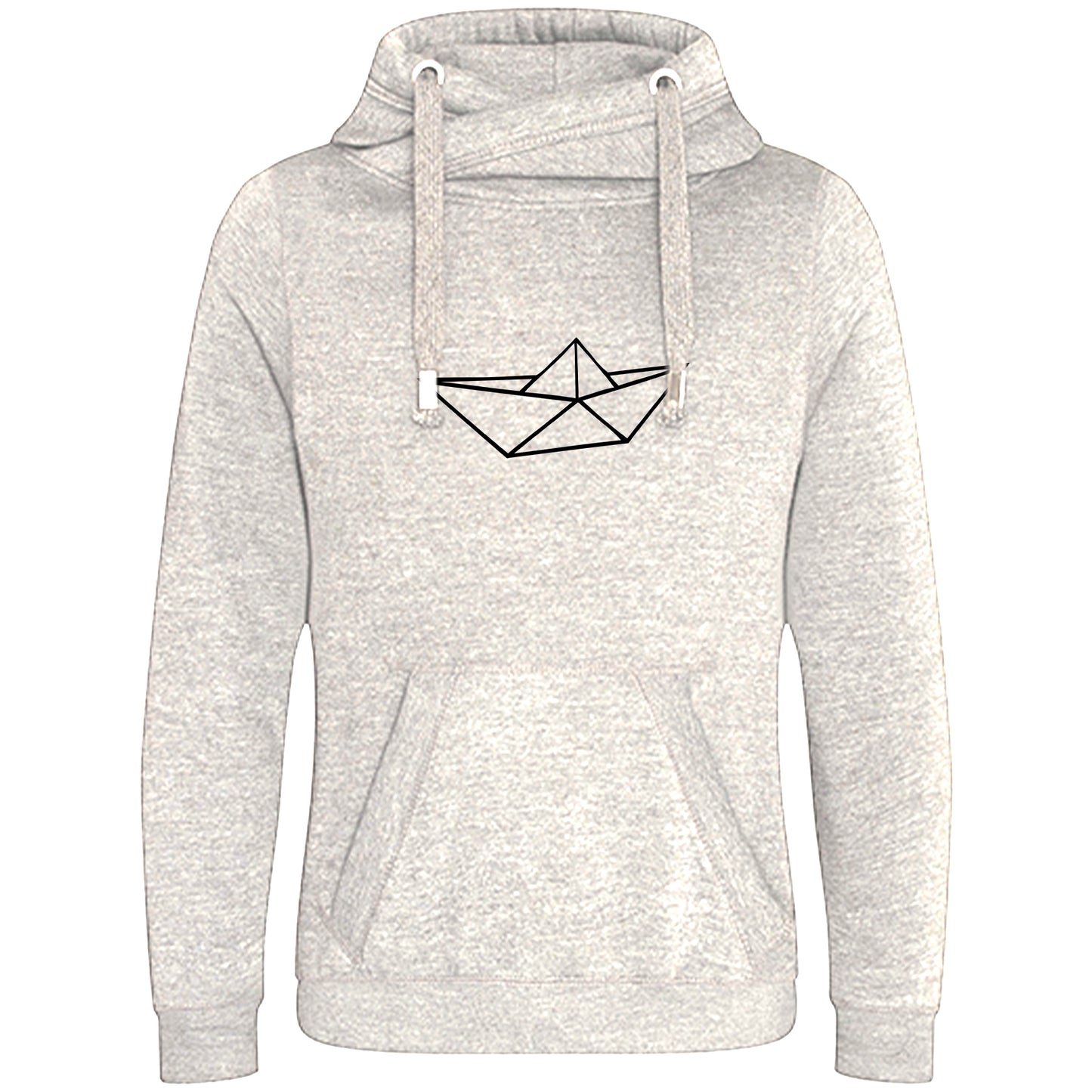 Cross Neck Hoodie/ Pulli / Motiv: Schiff origami