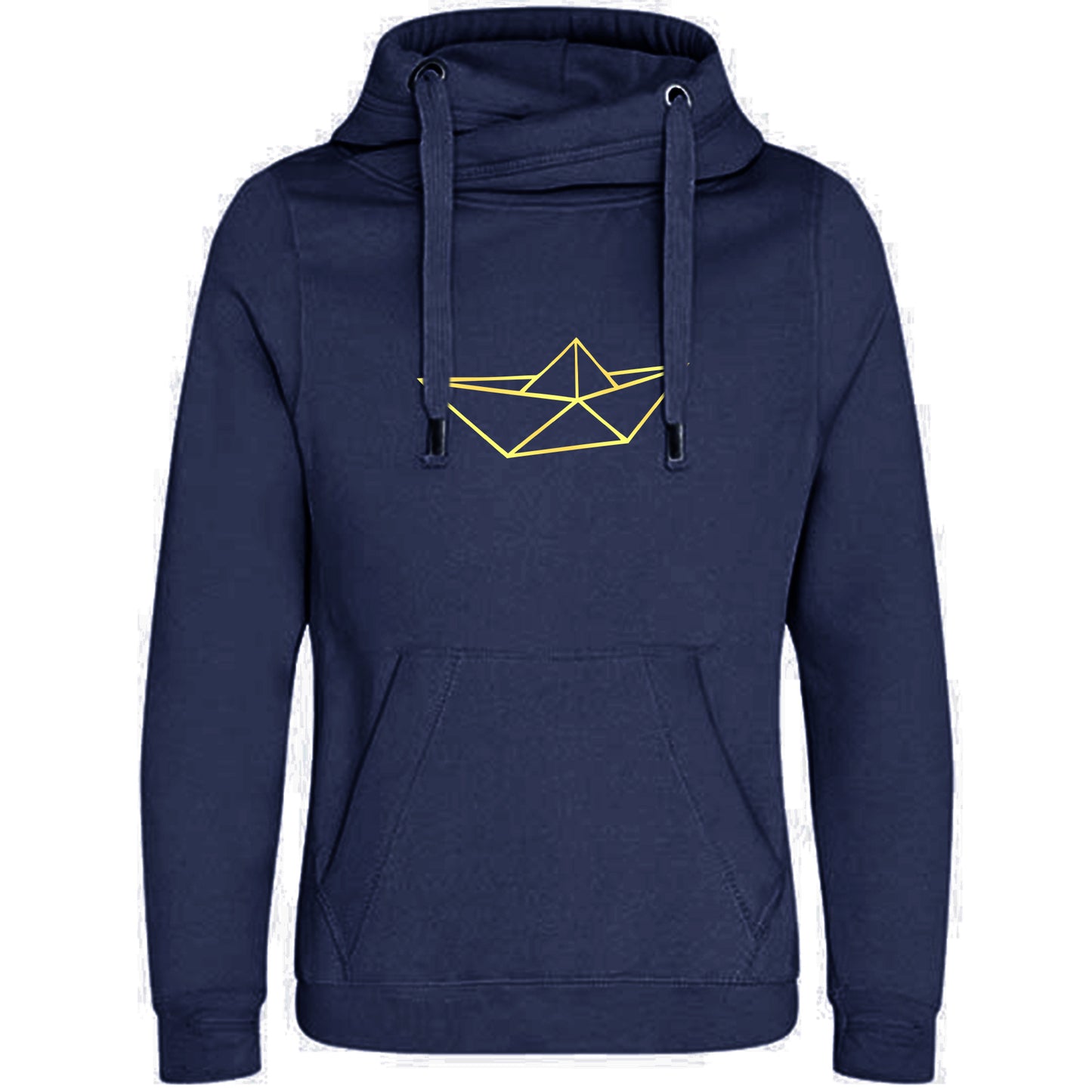Cross Neck Hoodie/ Pulli / Motiv: Schiff origami
