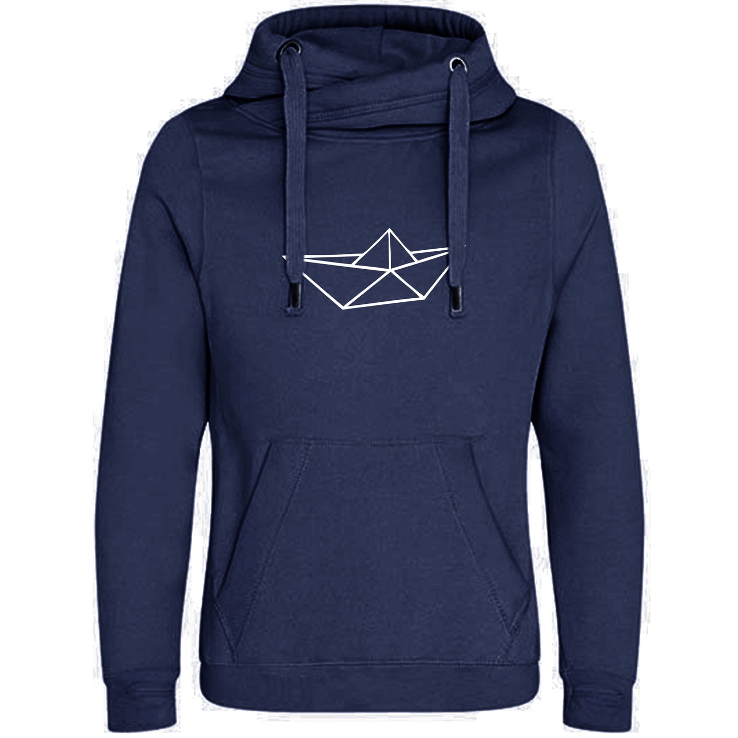 Cross Neck Hoodie/ Pulli / Motiv: Schiff origami