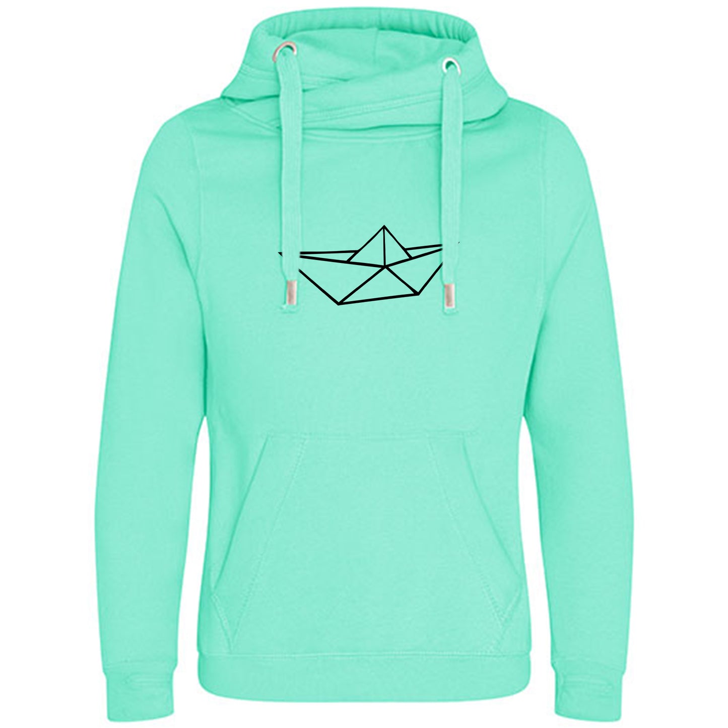 Cross Neck Hoodie/ Pulli / Motiv: Schiff origami