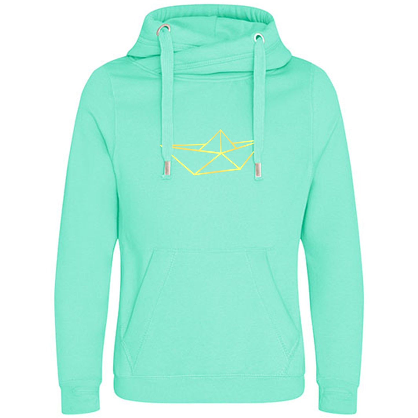 Cross Neck Hoodie/ Pulli / Motiv: Schiff origami