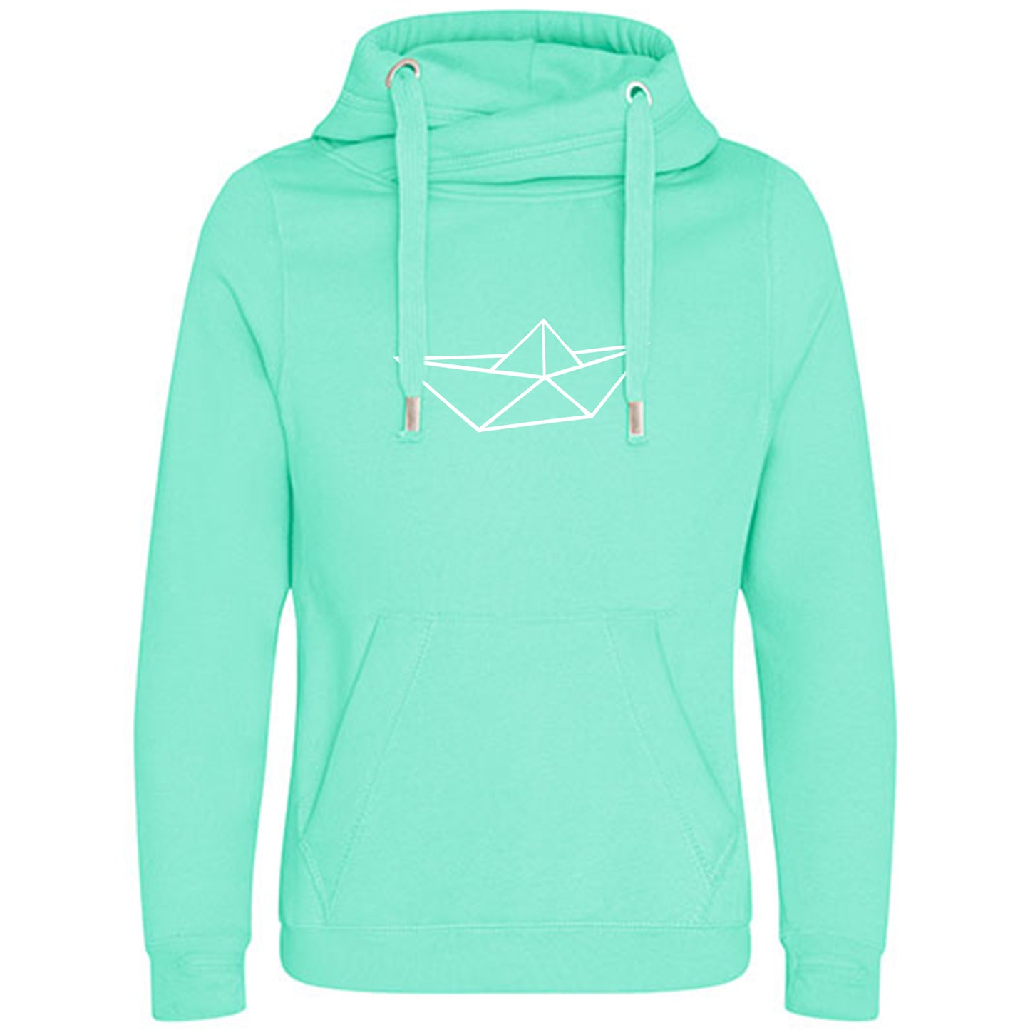 Cross Neck Hoodie/ Pulli / Motiv: Schiff origami