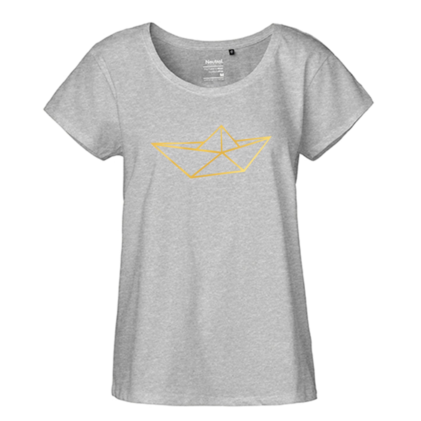 FairTrade Loose Fit Ladies T-Shirt 'Origami Ship' organic cotton