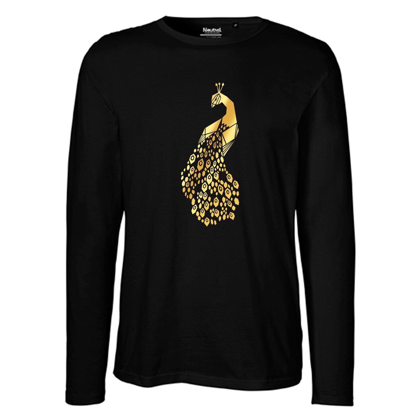 Herren FairTrade Longsleeve Shirt | Motiv "Pfau" | 100% Bio-Baumwolle und aus nachhaltiger Produktion | Größen S-3XL