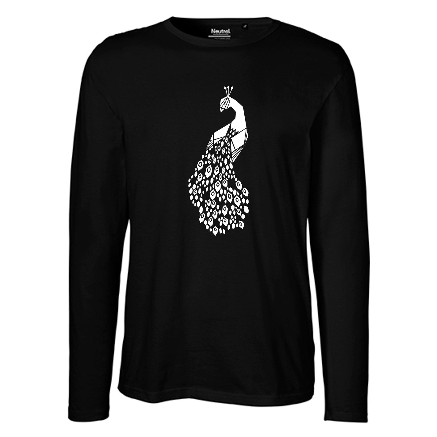 Herren FairTrade Longsleeve Shirt | Motiv "Pfau" | 100% Bio-Baumwolle und aus nachhaltiger Produktion | Größen S-3XL