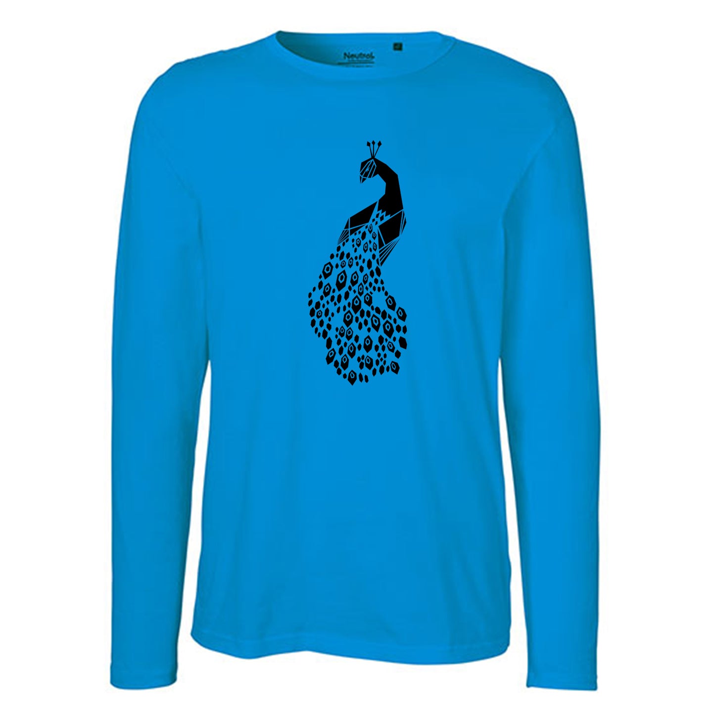 Herren FairTrade Longsleeve Shirt | Motiv "Pfau" | 100% Bio-Baumwolle und aus nachhaltiger Produktion | Größen S-3XL