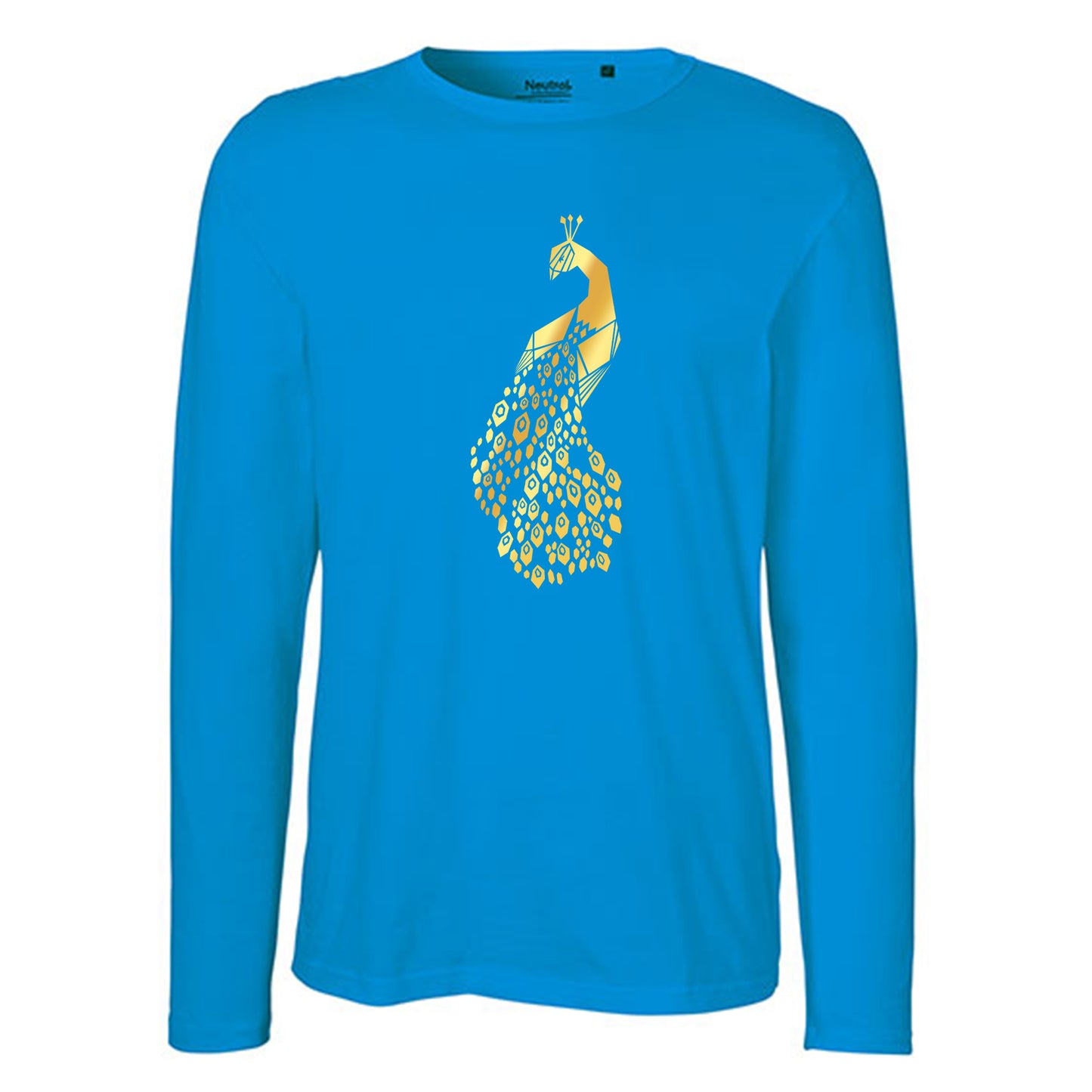 Herren FairTrade Longsleeve Shirt | Motiv "Pfau" | 100% Bio-Baumwolle und aus nachhaltiger Produktion | Größen S-3XL