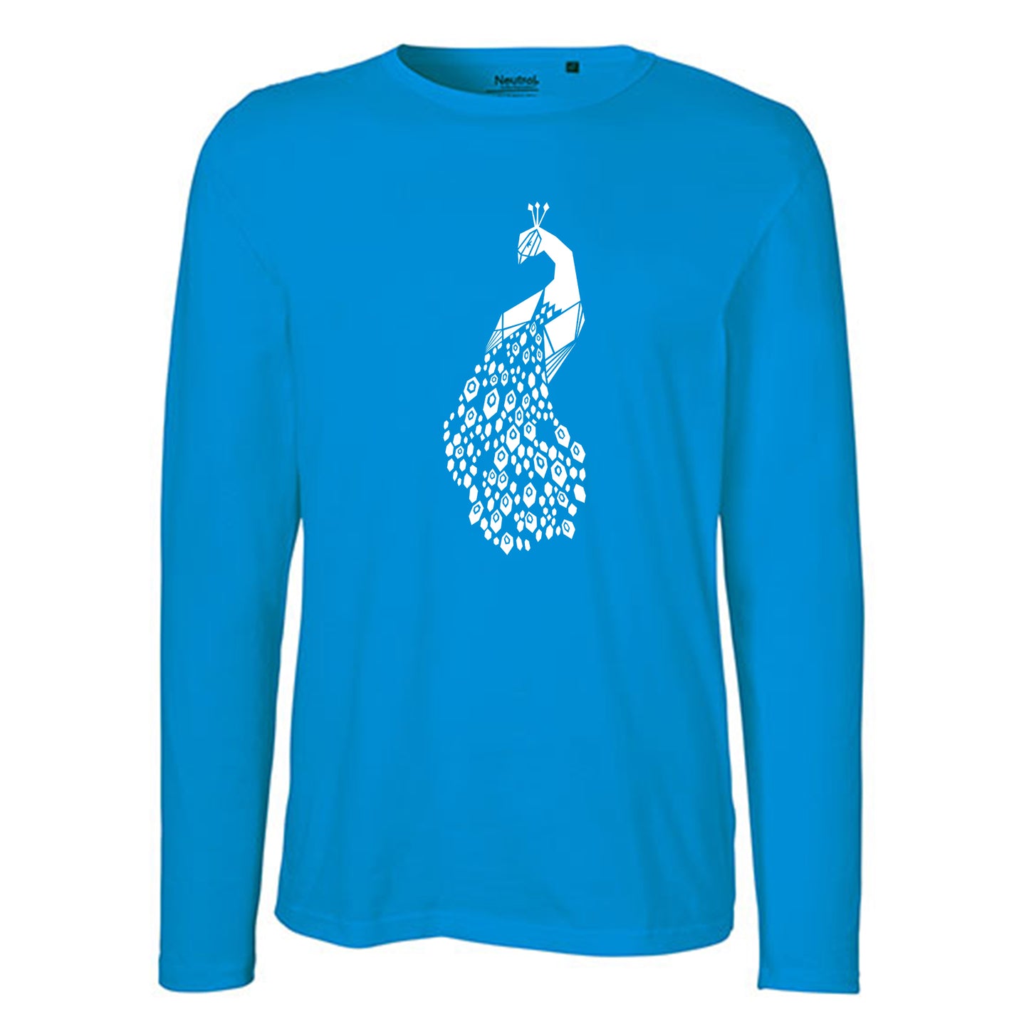 Herren FairTrade Longsleeve Shirt | Motiv "Pfau" | 100% Bio-Baumwolle und aus nachhaltiger Produktion | Größen S-3XL