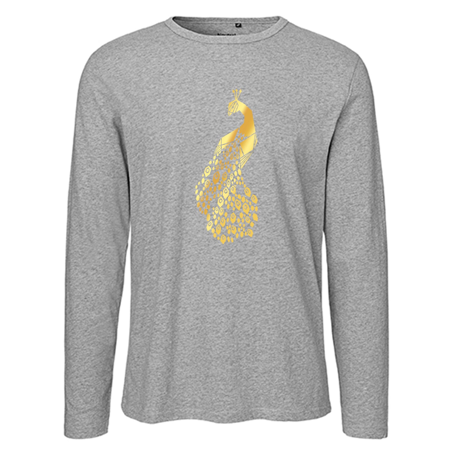 Herren FairTrade Longsleeve Shirt | Motiv "Pfau" | 100% Bio-Baumwolle und aus nachhaltiger Produktion | Größen S-3XL
