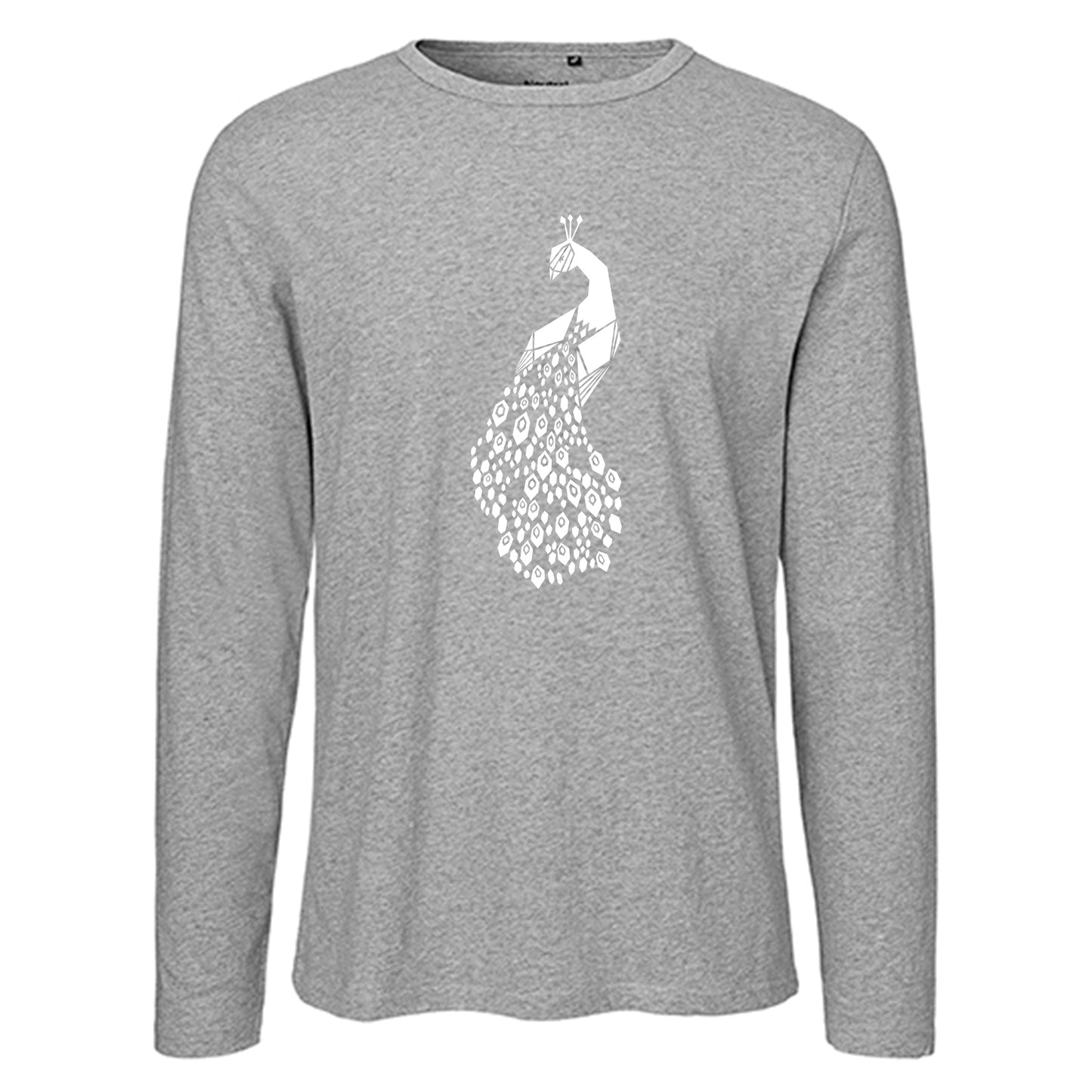 Herren FairTrade Longsleeve Shirt | Motiv "Pfau" | 100% Bio-Baumwolle und aus nachhaltiger Produktion | Größen S-3XL