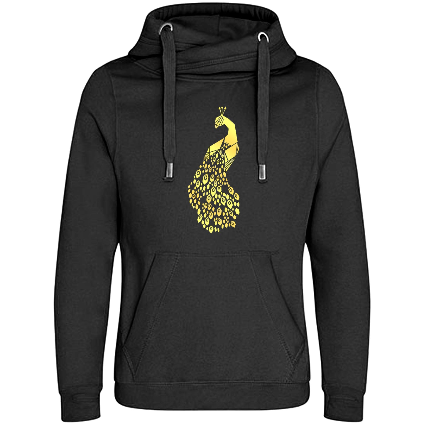 Cross Neck Hoodie/ Pulli / Motiv: Pfau origami