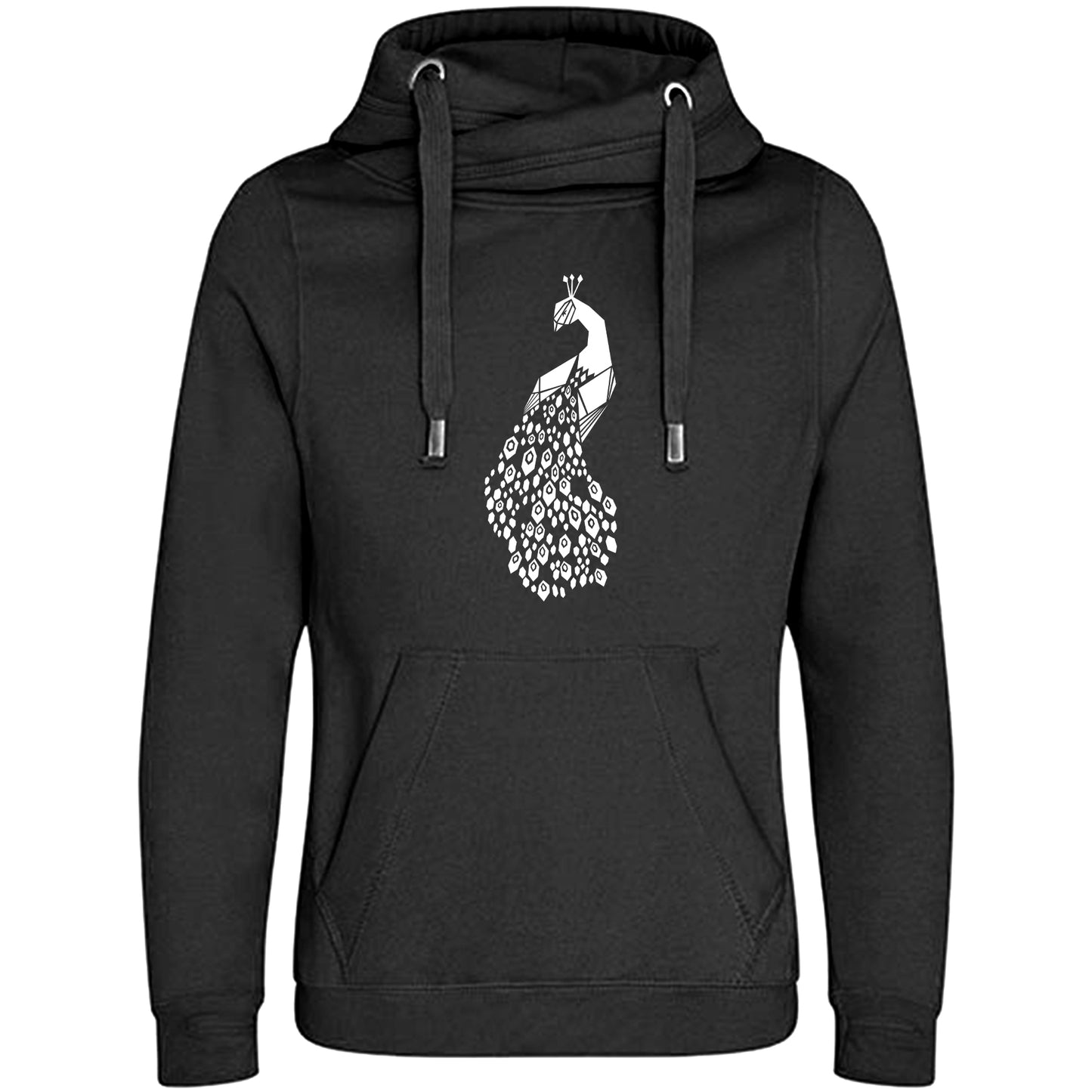 Cross Neck Hoodie/ Pulli / Motiv: Pfau origami