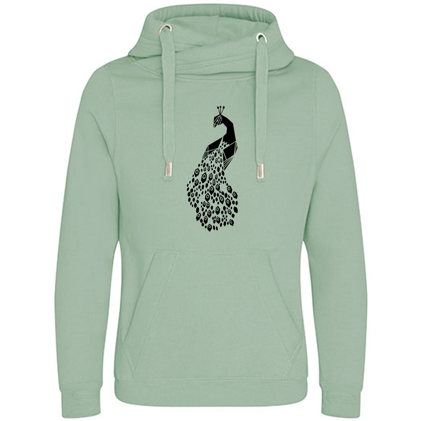 Cross Neck Hoodie/ Pulli / Motiv: Pfau origami