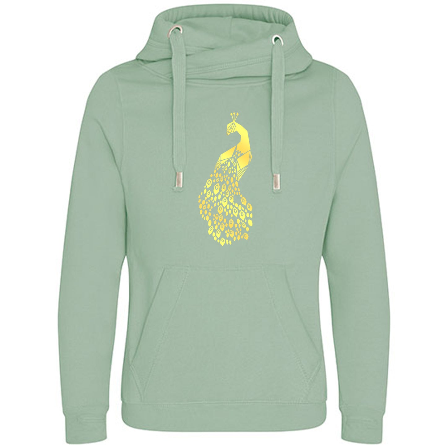 Cross Neck Hoodie/ Pulli / Motiv: Pfau origami